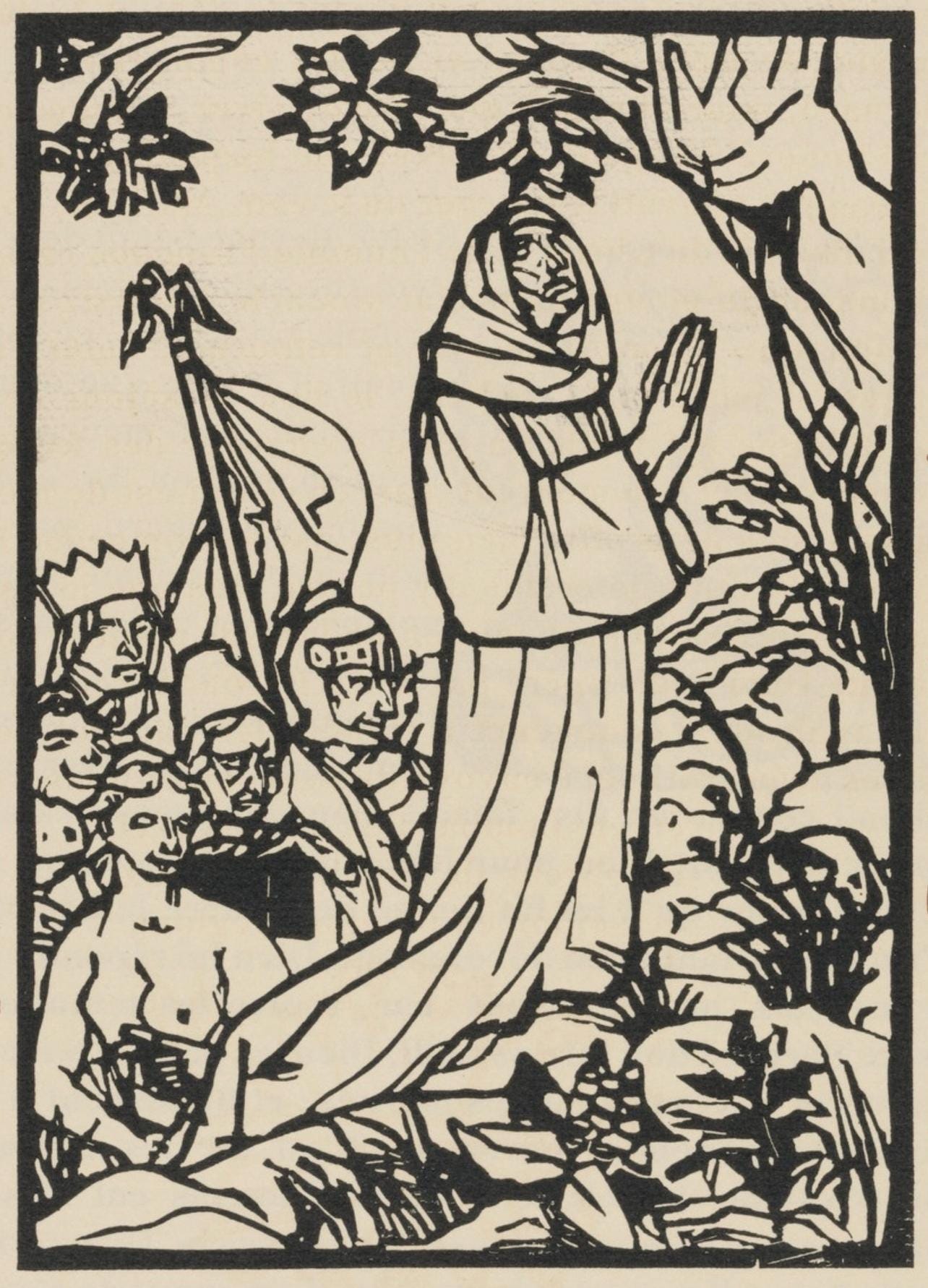 Émile Bernard, Composition (Morane, No. 100), Les Petites Fleurs de St. Françoise, Limited Edition Woodcut