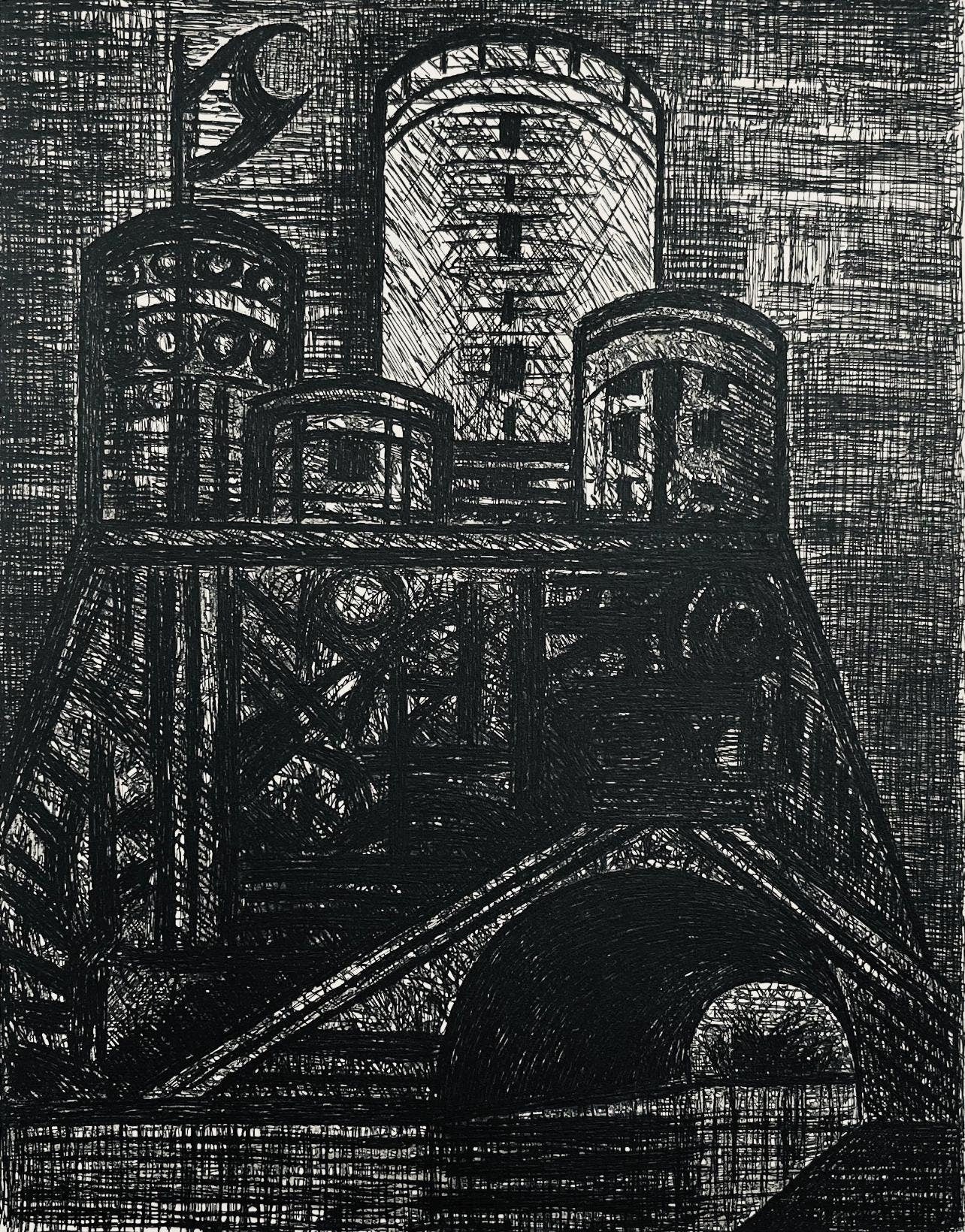 Marcel Gromaire, Le Donjon De Dunsinane, Scène XX, Shakespeare, Macbeth, Eaux-fortes de Gromaire, Limited Edition Etching