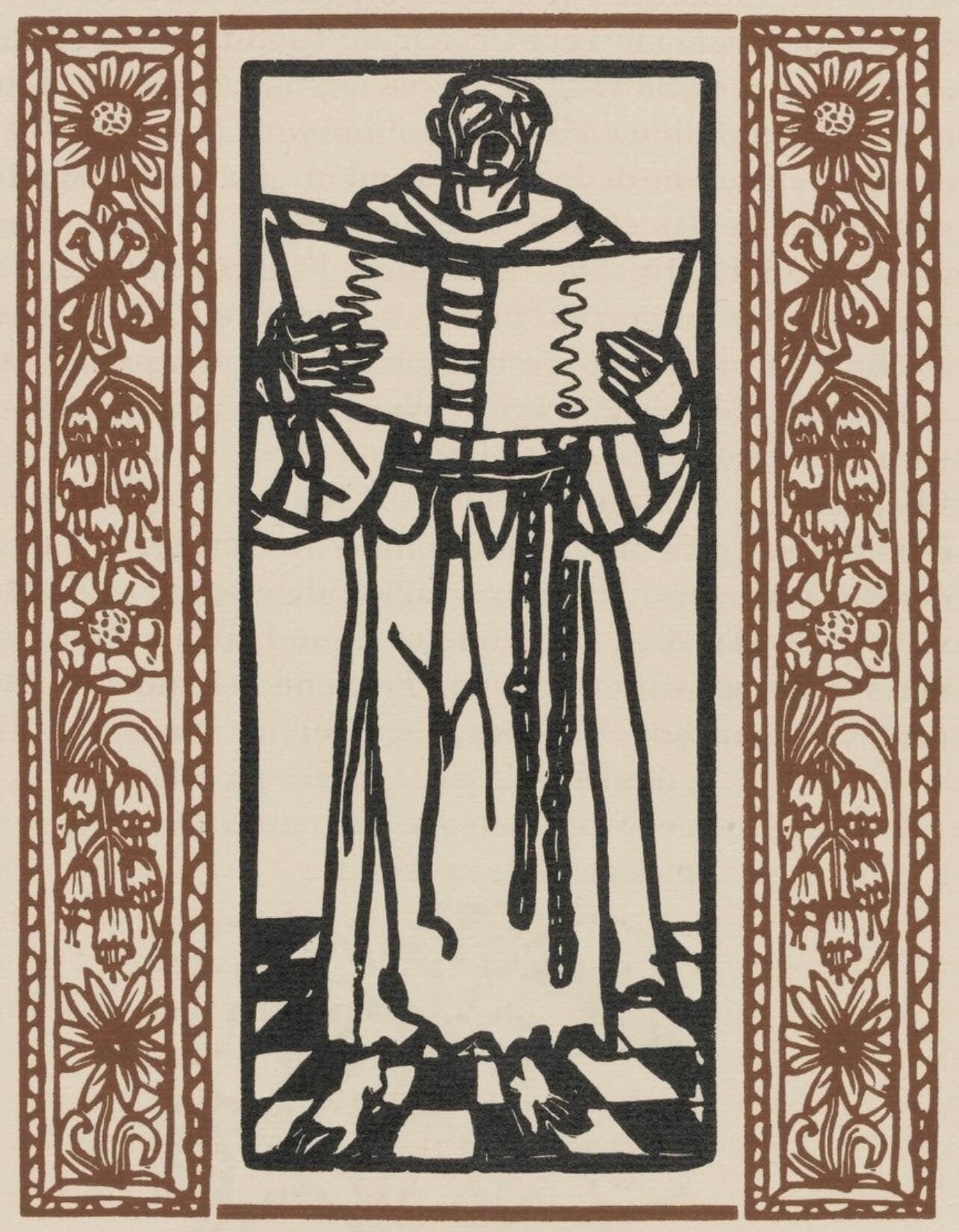 Émile Bernard, Composition (Morane, No. 100), Les Petites Fleurs de St. Françoise, Limited Edition Woodcut