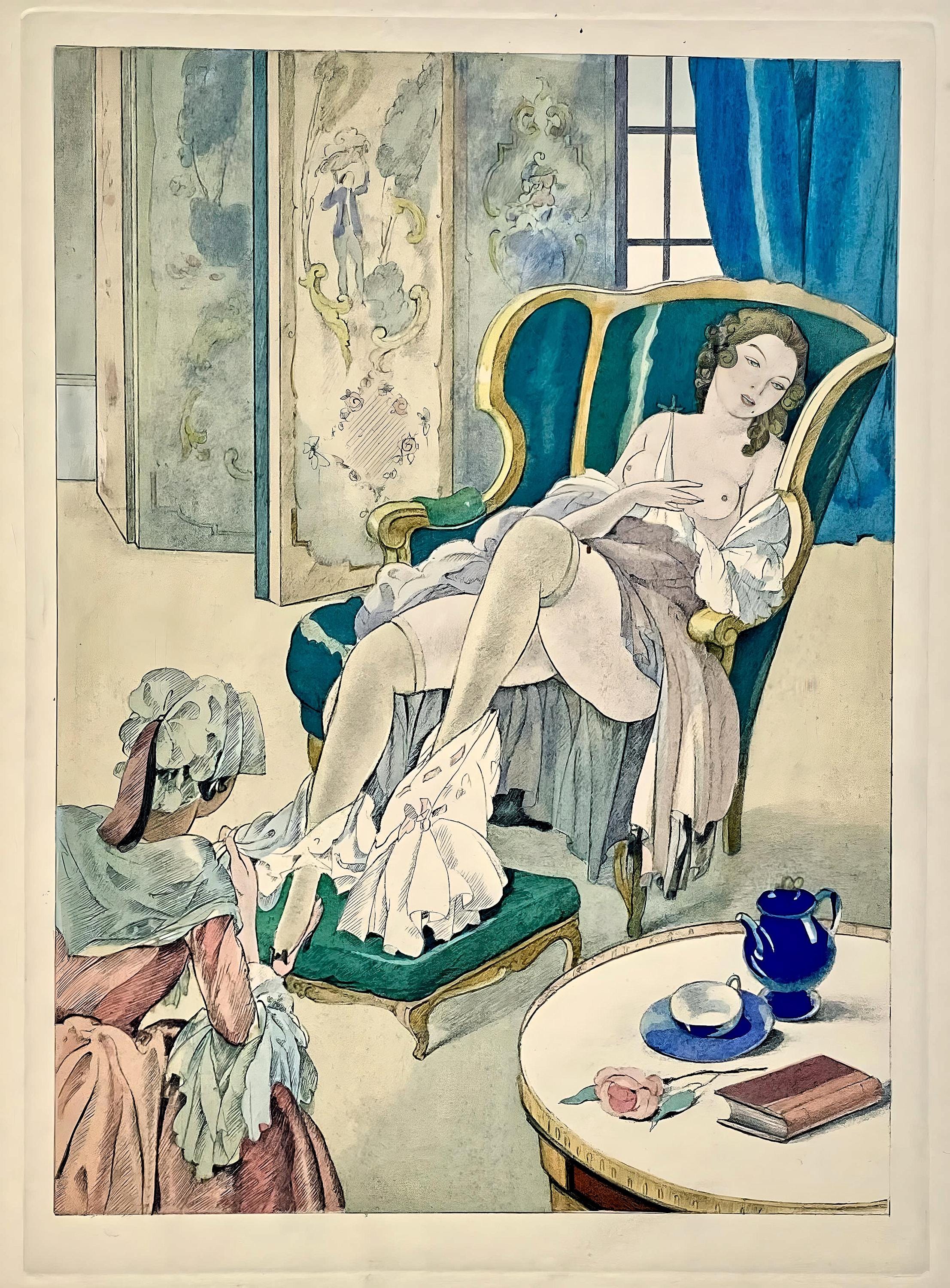 Umberto Brunelleschi, Composition, La Leçon d'amour dans un parc, Limited Edition Lithograph