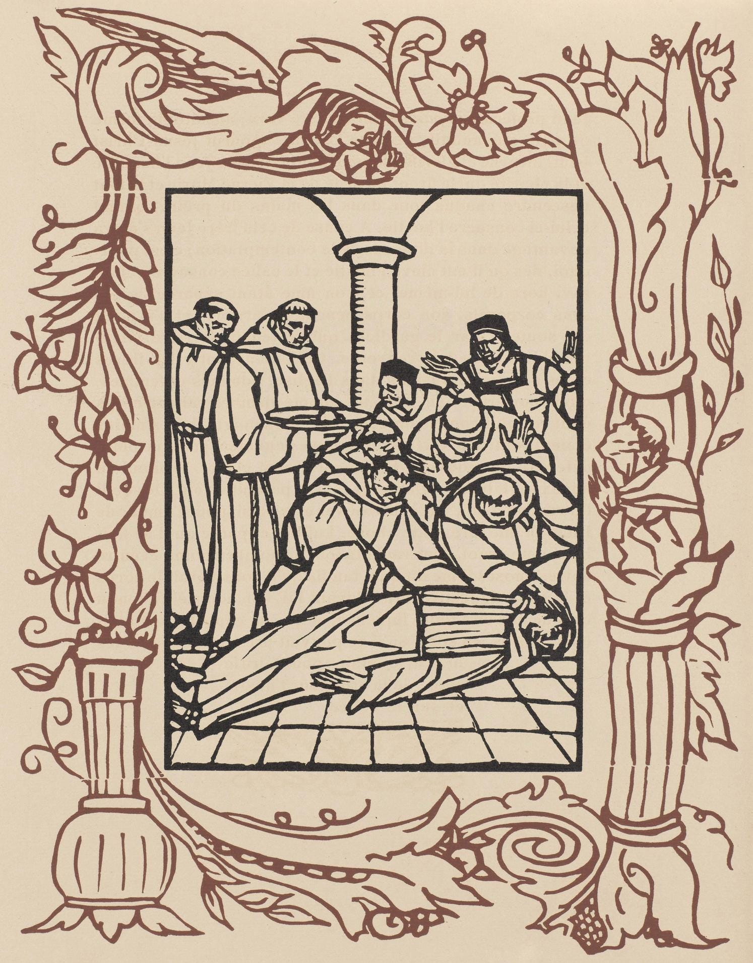Émile Bernard, Composition (Morane, No. 100), Les Petites Fleurs de St. Françoise, Limited Edition Woodcut