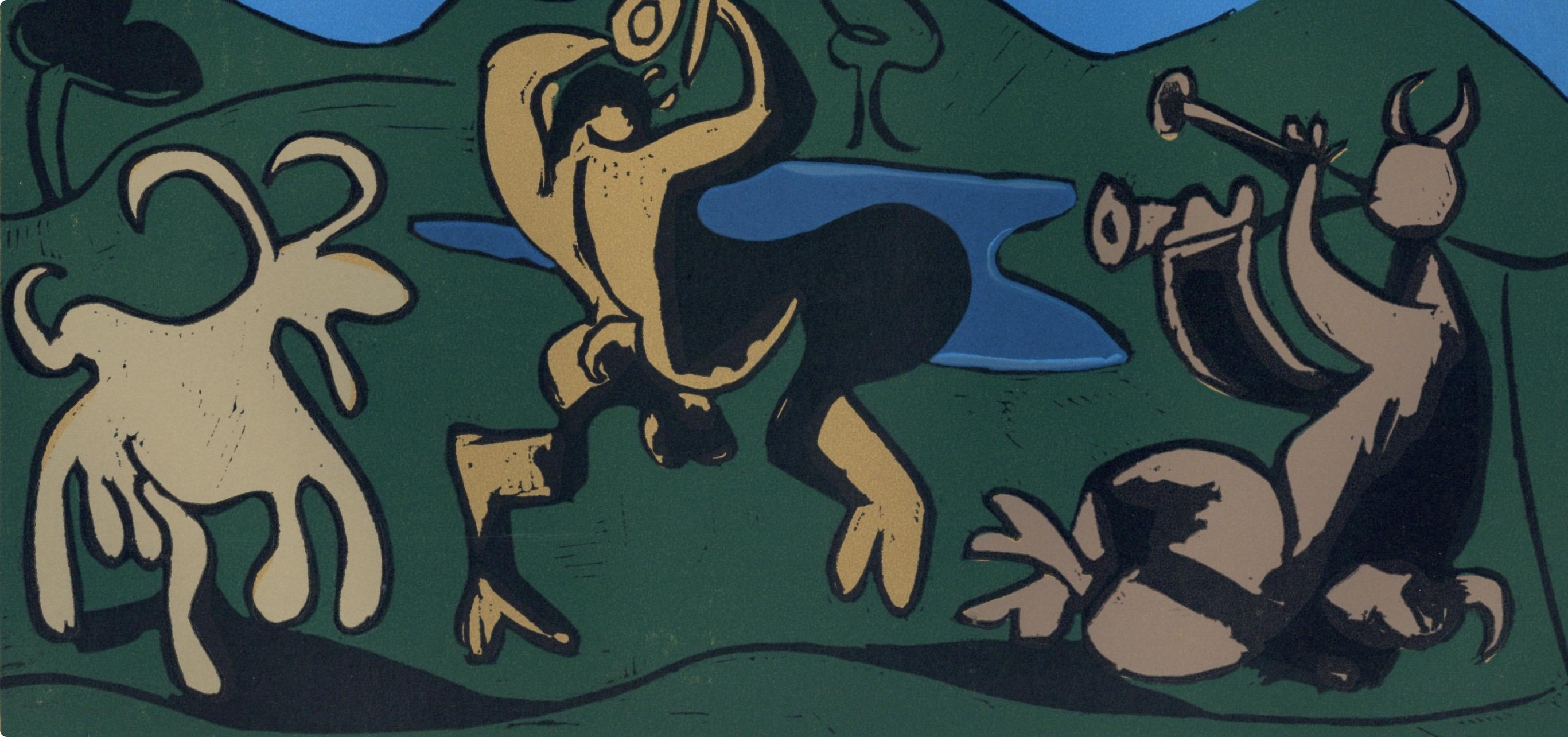 Pablo Picasso, Fauns and Goat (Orozco 214), Grabados al linóleo, Limited Edition Linocut