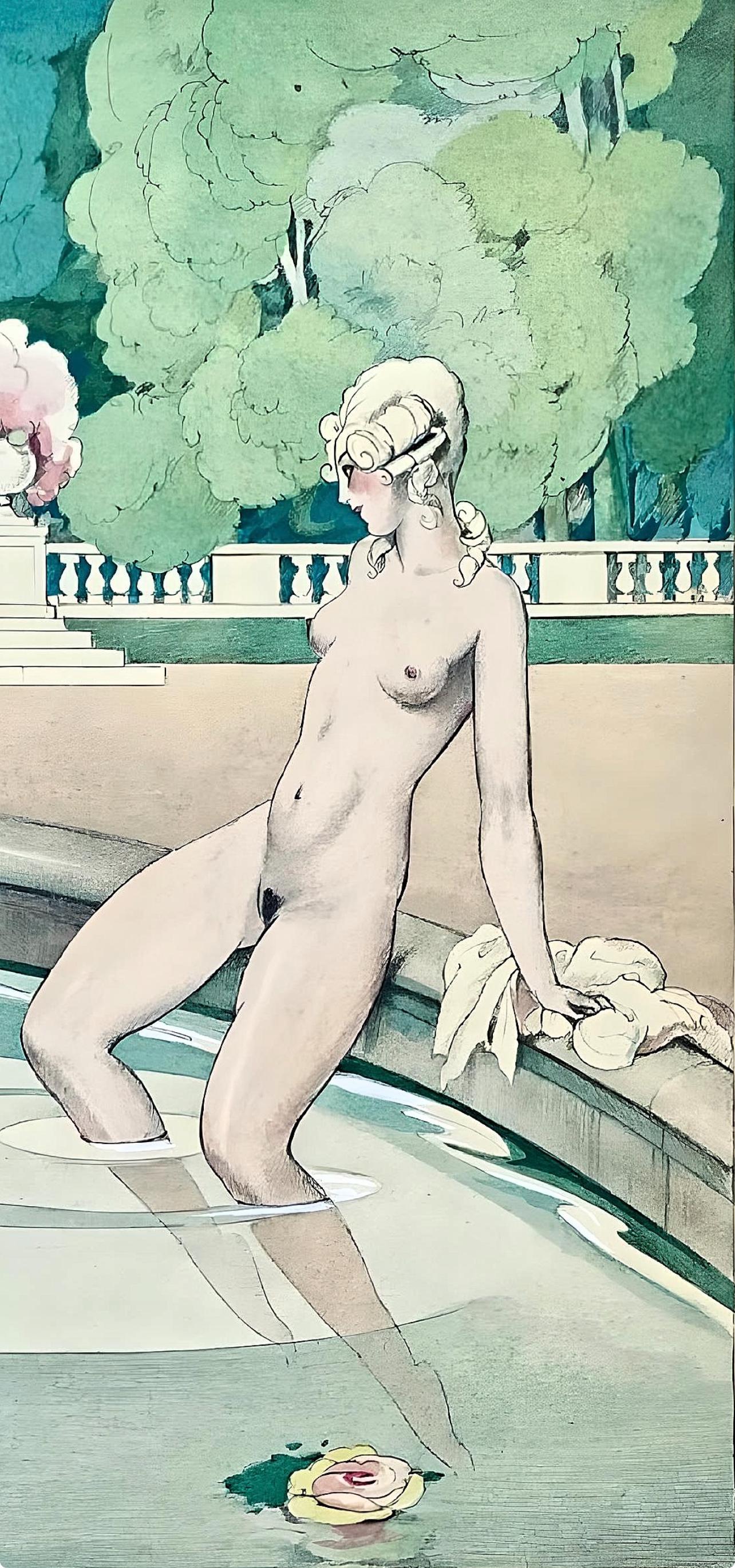 Umberto Brunelleschi, Composition, La Leçon d'amour dans un parc, Limited Edition Lithograph