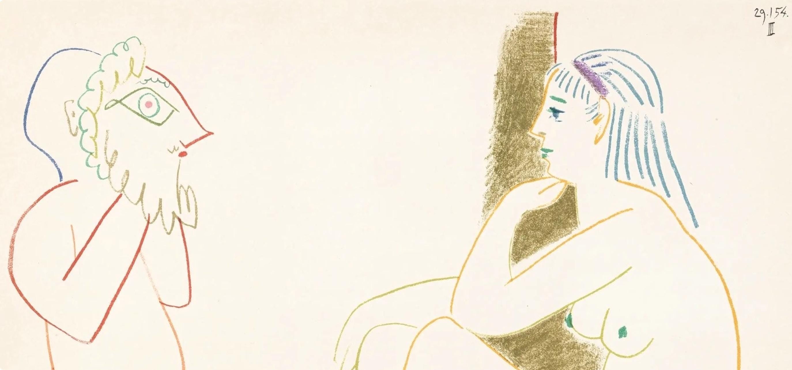 Pablo Picasso, Composition, Picasso and the Human Comedy, Verve: Revue Artistique et Littéraire, Limited Edition Lithograph