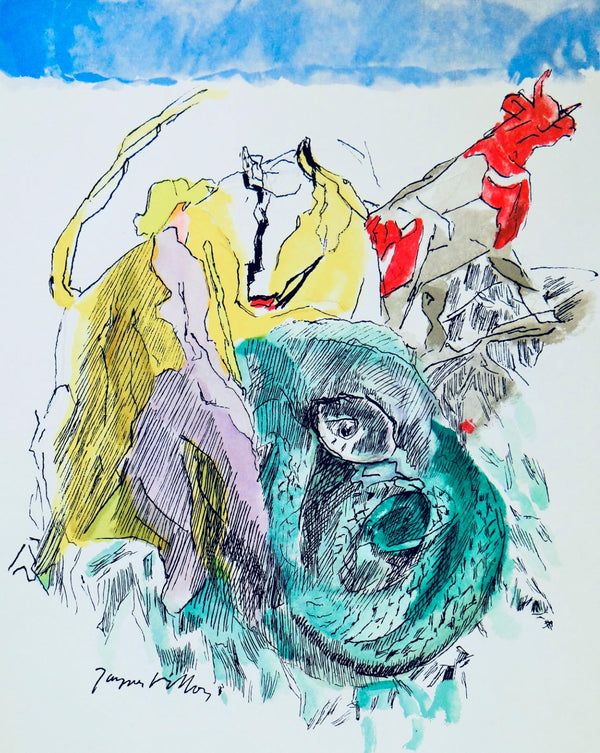 Jacques Villon, Serpent cubiste, Vingt fables de La fontaine, Limited Edition Woodcut