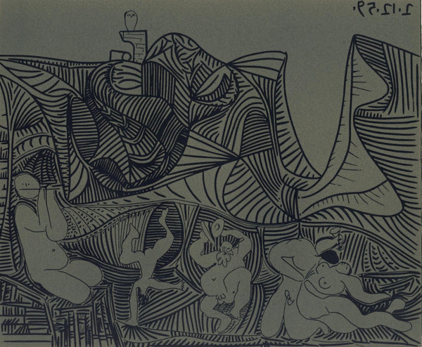 Pablo Picasso, Bacchanal with an Owl (Orozco 214), Grabados al linóleo, Limited Edition Linocut