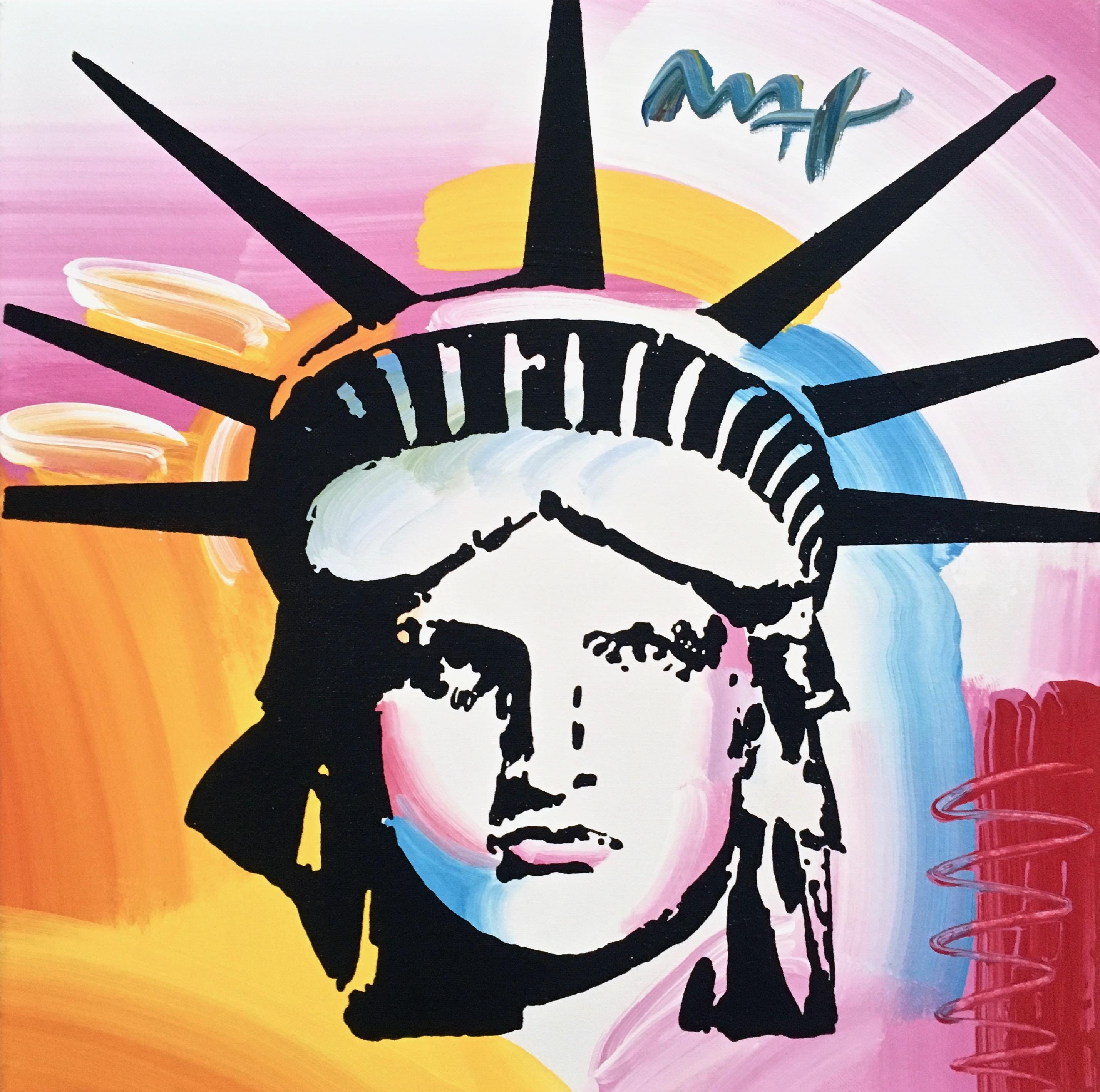 Peter Max, Liberty Head, Hand Signed, Acrylic Painting
