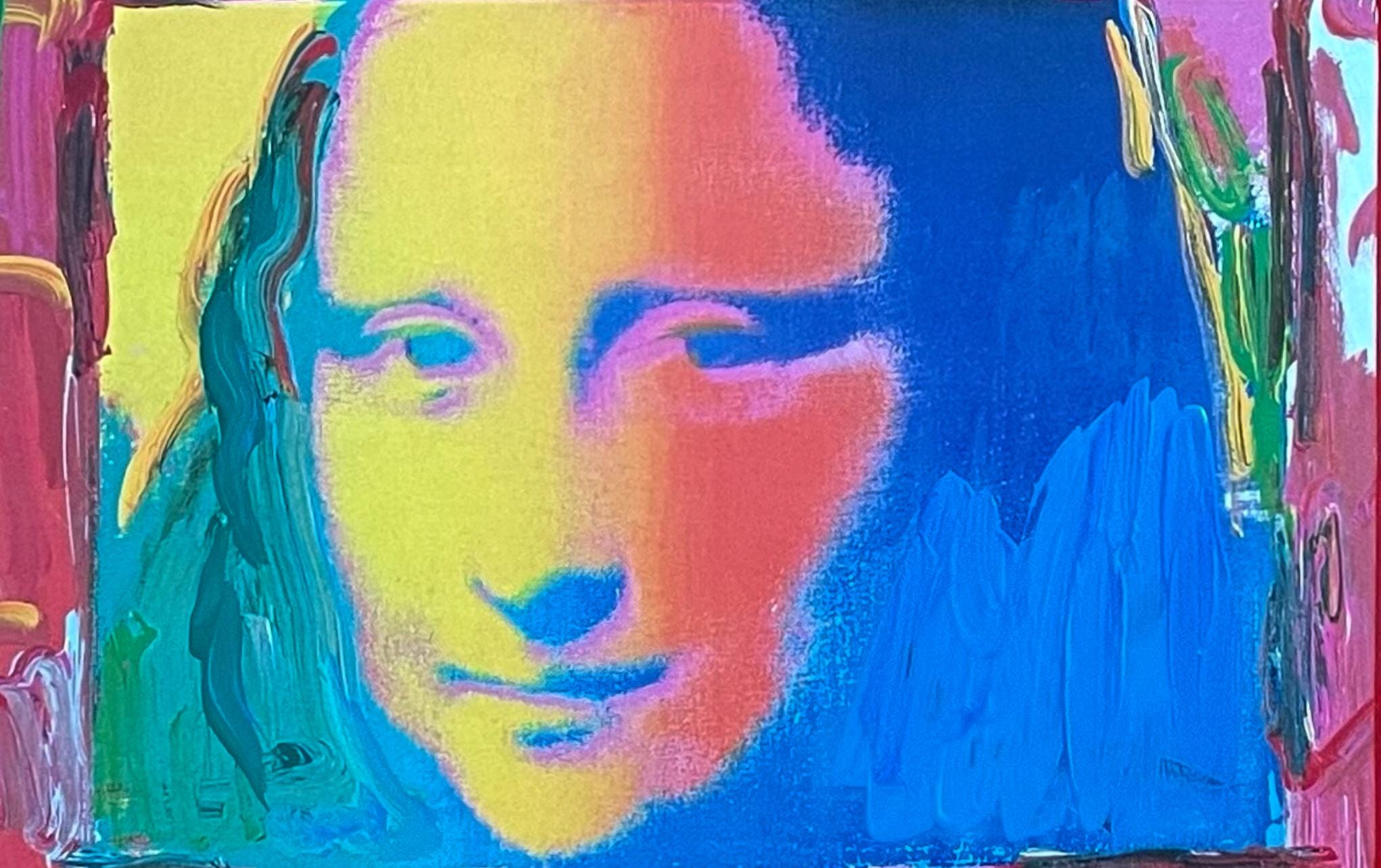 Peter Max, Mona Lisa, Hand Signed, Mixed Media Acrylic and Lithograph Painting