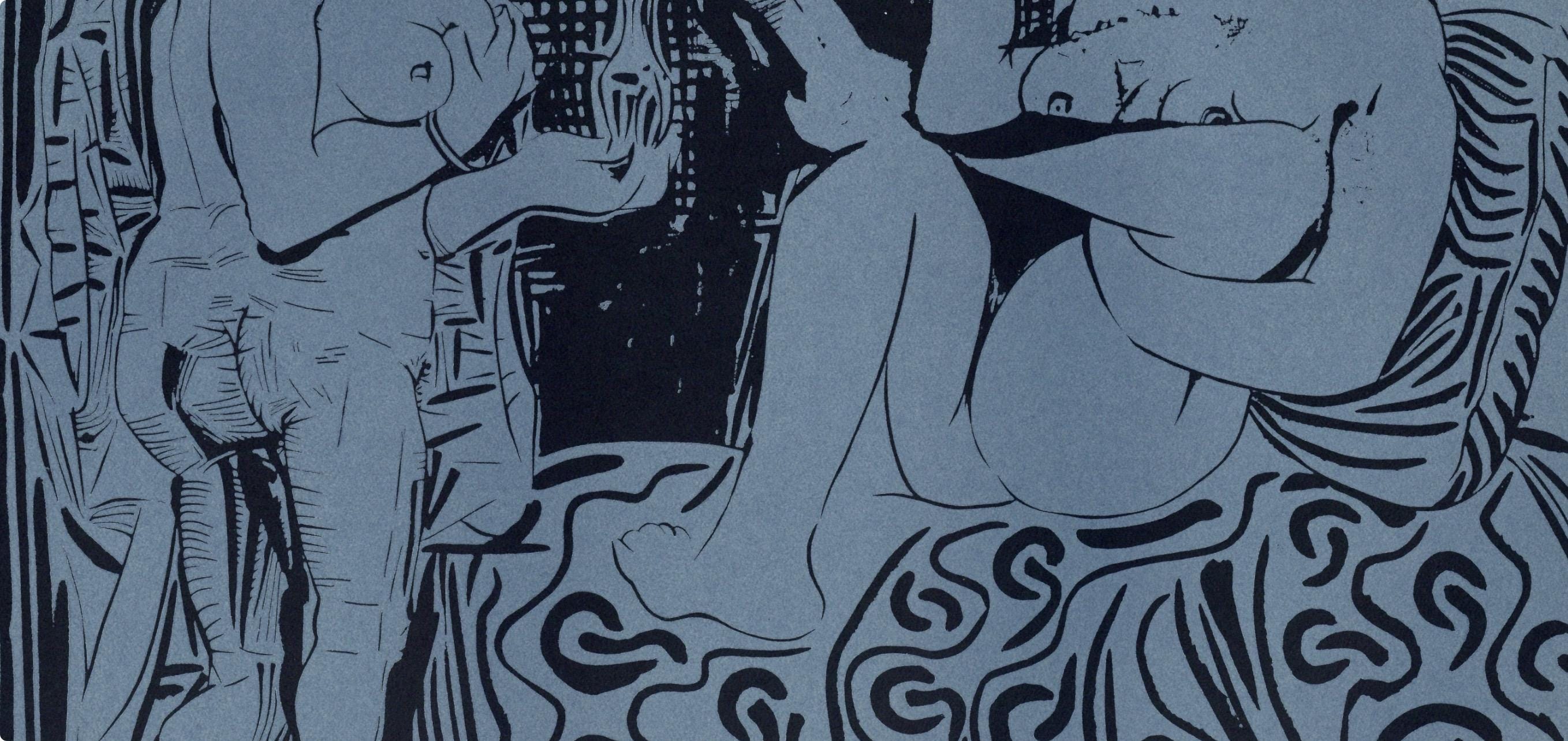 Pablo Picasso, Two Women with a Vase of Flowers (Orozco 214), Grabados al linóleo, Limited Edition Linocut