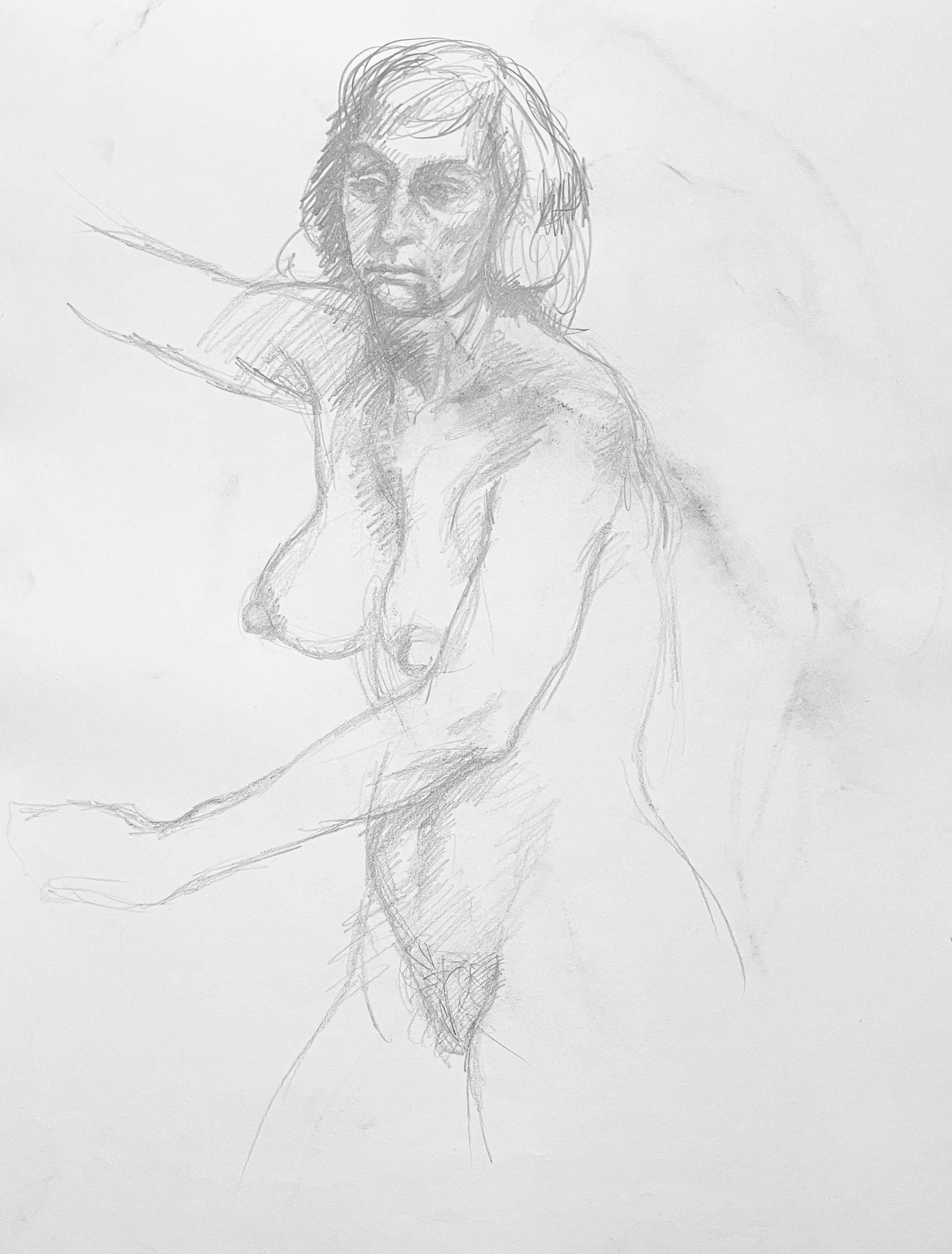 Ian Hornak, Renaissance Female Nude Figure Study, 1963, Original Drawing