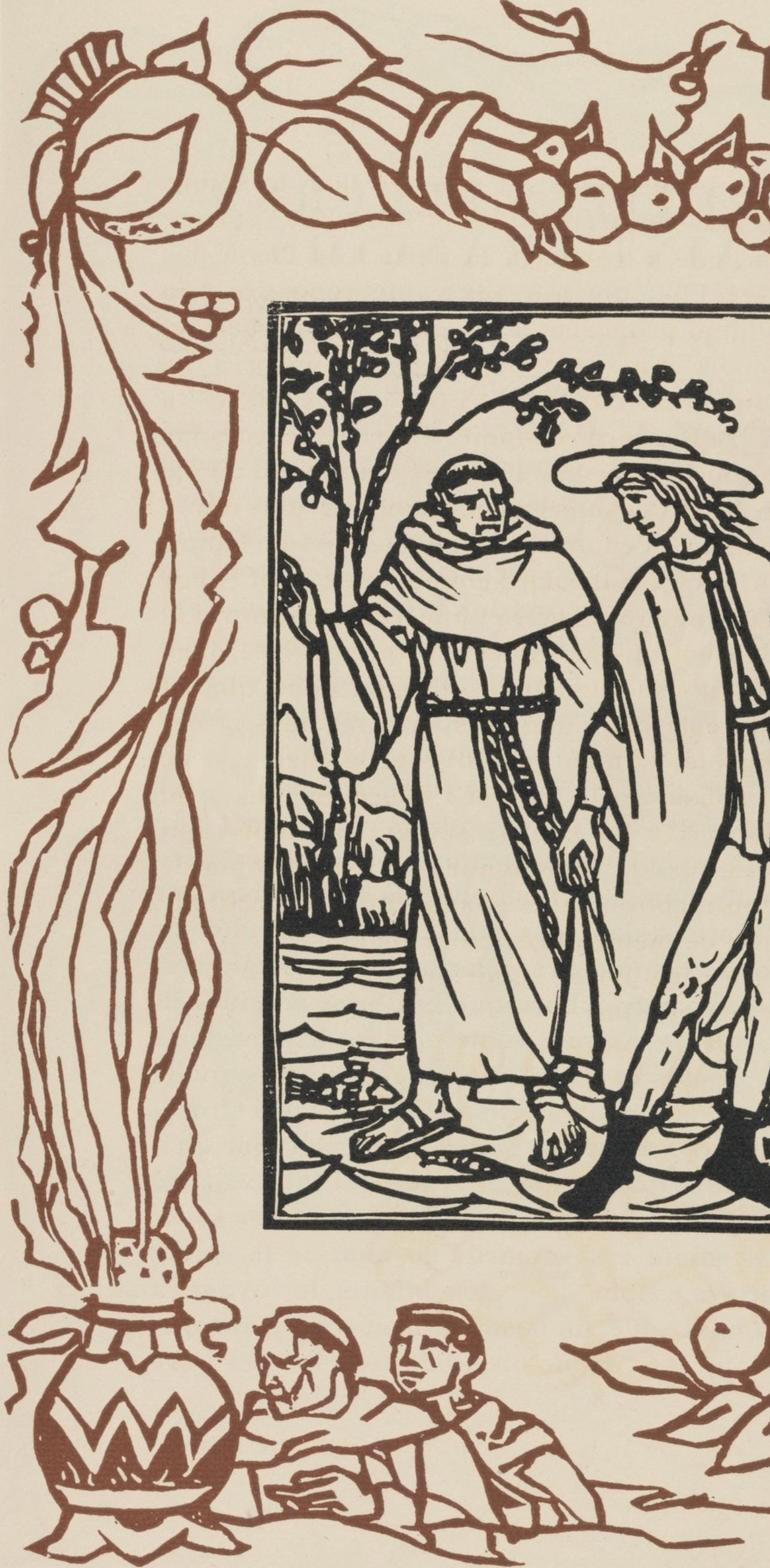 Émile Bernard, Composition (Morane, No. 100), Les Petites Fleurs de St. Françoise, Limited Edition Woodcut