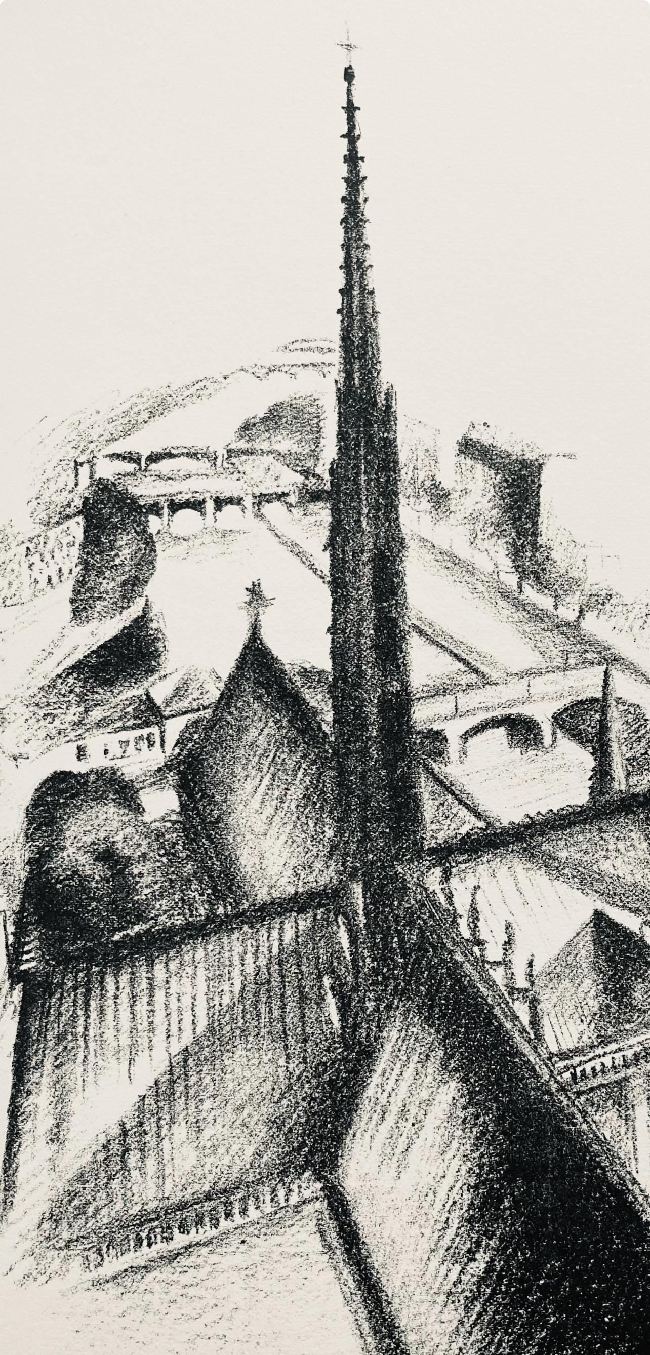 Robert Delaunay, La flèche de Notre-Dame (Habasque 720-728), Allo! Paris!, Limited Edition Lithograph