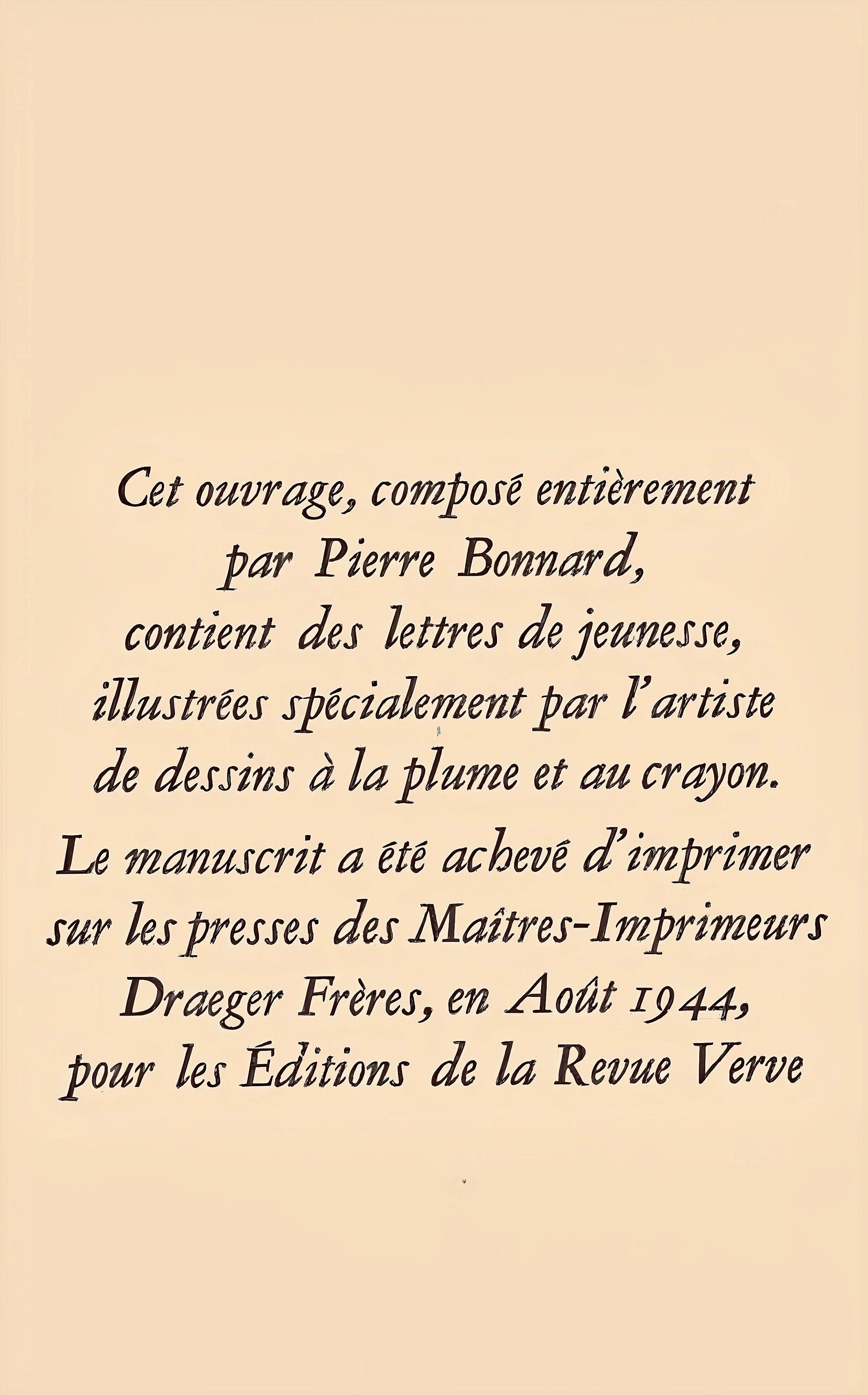 Pierre Bonnard, Composition (Terrasse 54), Pierre Bonnard Correspondences, Limited Edition Lithograph