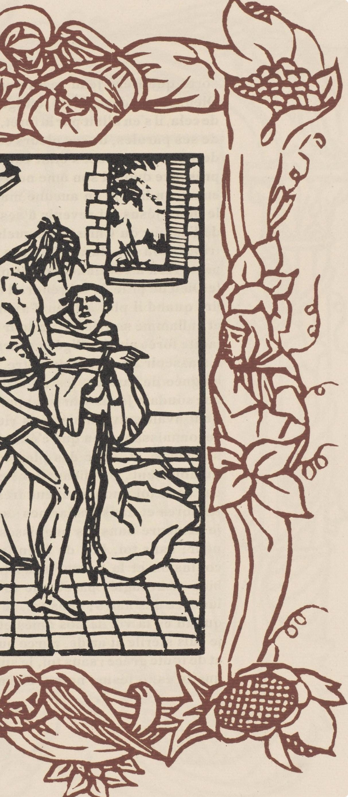 Émile Bernard, Composition (Morane, No. 100), Les Petites Fleurs de St. Françoise, Limited Edition Woodcut