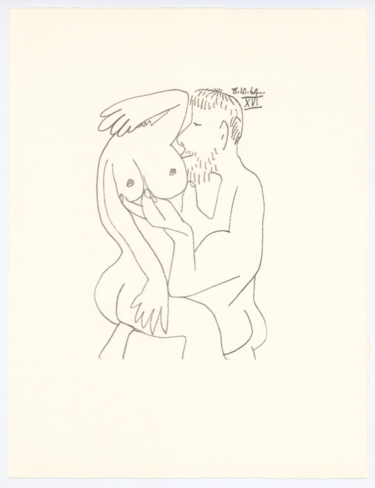 Pablo Picasso, Composition, Le Goût du Bonheur (Cramer 148; Bloch 2013), Limited Edition Mixed Media Lithograph