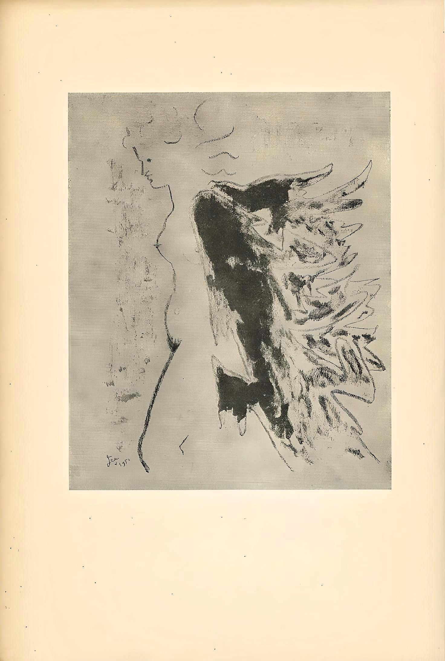 Jean Cocteau, Composition, Sous le Manteau de Feu, Limited Edition Lithograph