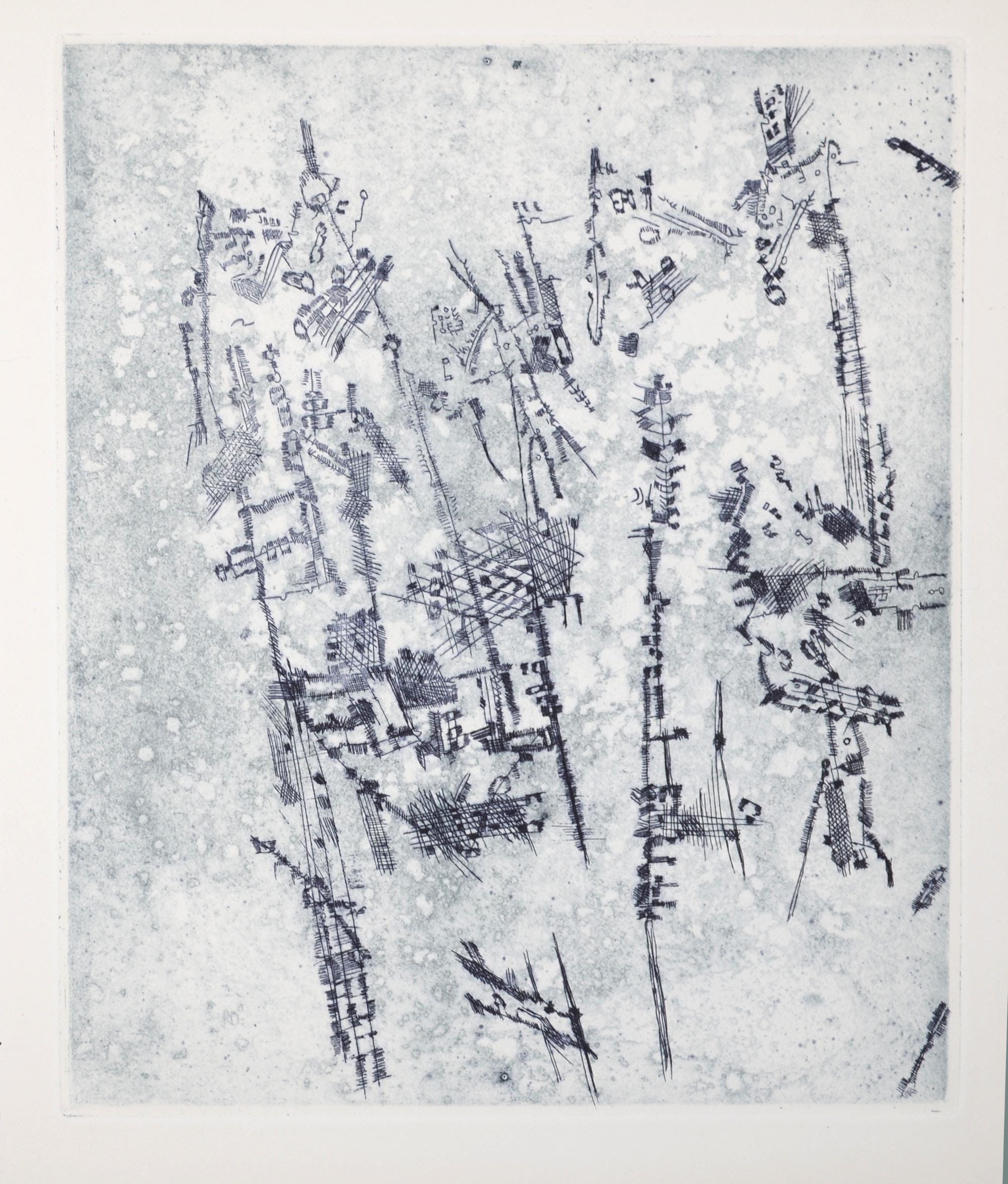 Camille Bryen, Composition, Feuilles éparses, Limited Edition Etching