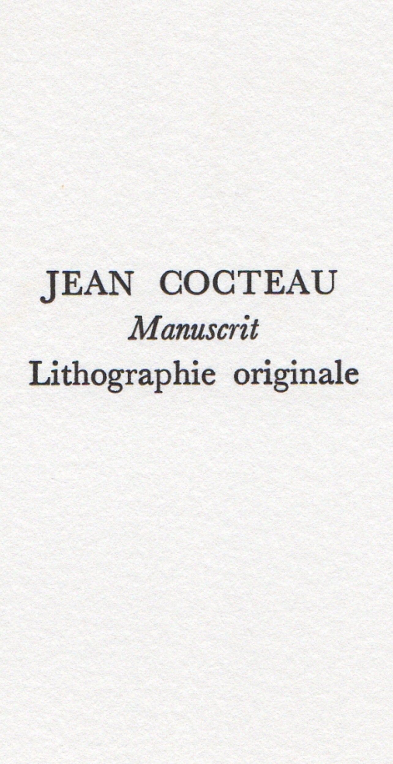 Jean Cocteau, Manuscrit, Souvenirs et portraits d'artistes, Limited Edition Lithograph