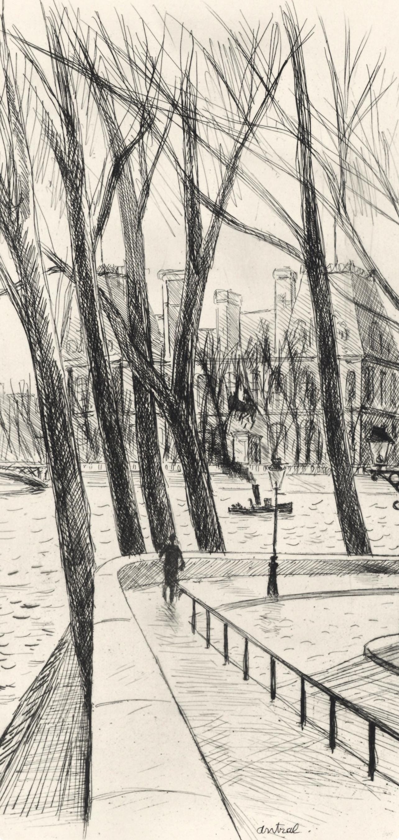 Robert Louis Antral, L'Hôtel de Ville, A La gloire à Paris, Limited Edition Etching