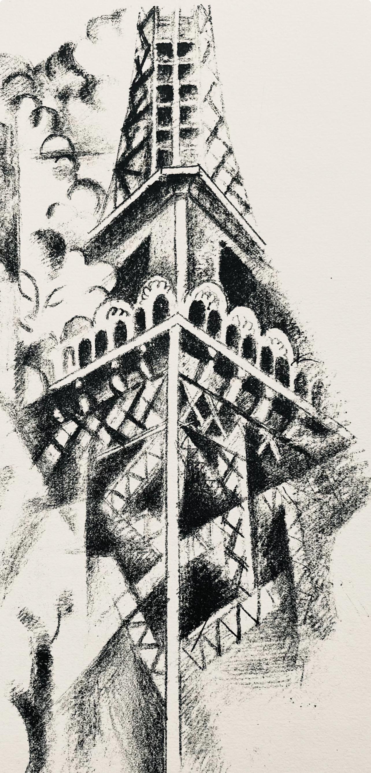 Robert Delaunay, La Tour et la femme (Habasque 720-728), Allo! Paris!, Limited Edition Lithograph