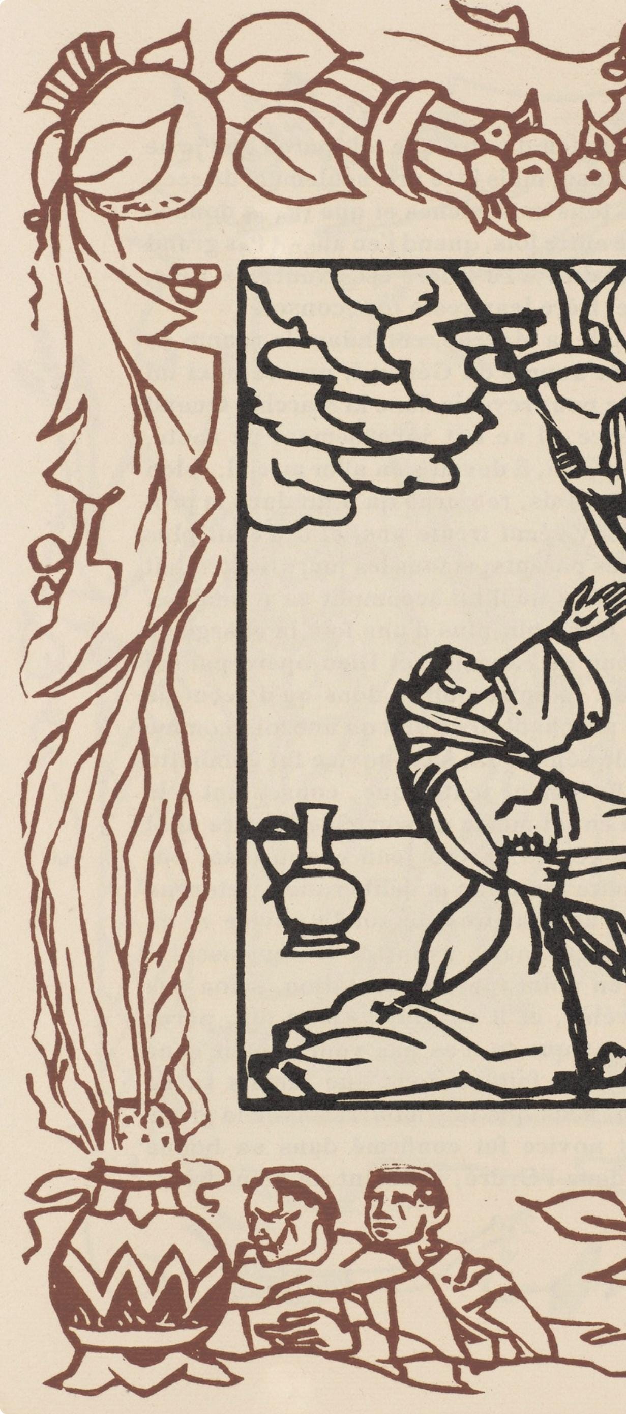Émile Bernard, Composition (Morane, No. 100), Les Petites Fleurs de St. Françoise, Limited Edition Woodcut