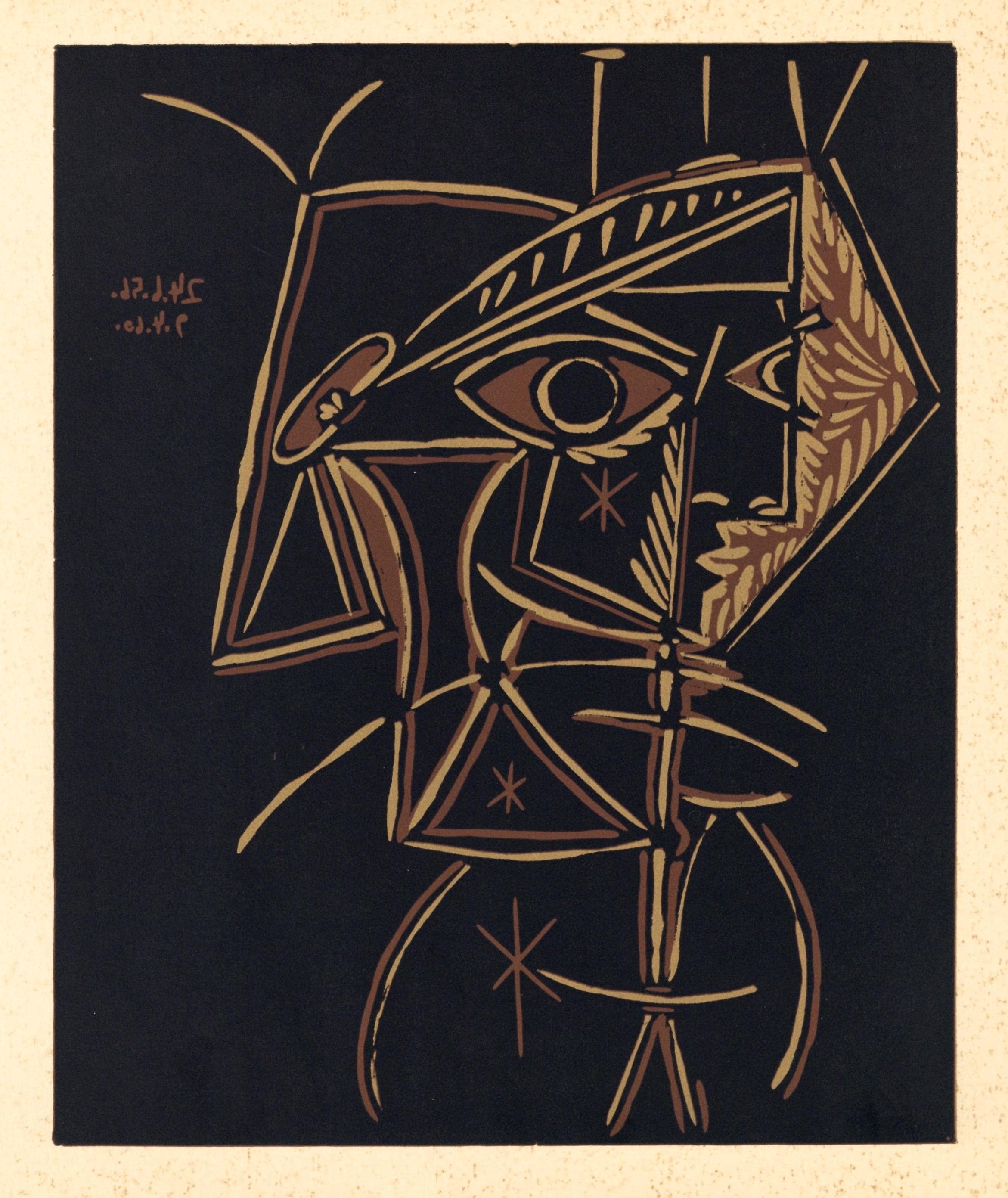 Pablo Picasso, Bust of a Woman: Jacqueline (Orozco 214), Grabados al linóleo, Limited Edition Linocut