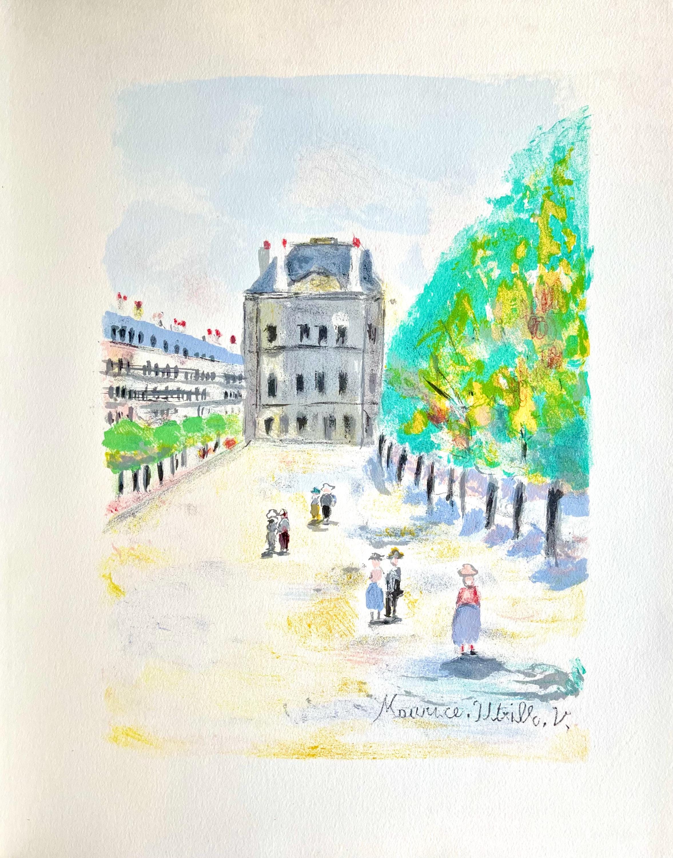 Maurice Utrillo, Au Musée du Louvre (Rue de Rivoli), Paris Capitale, Limited Edition Lithograph