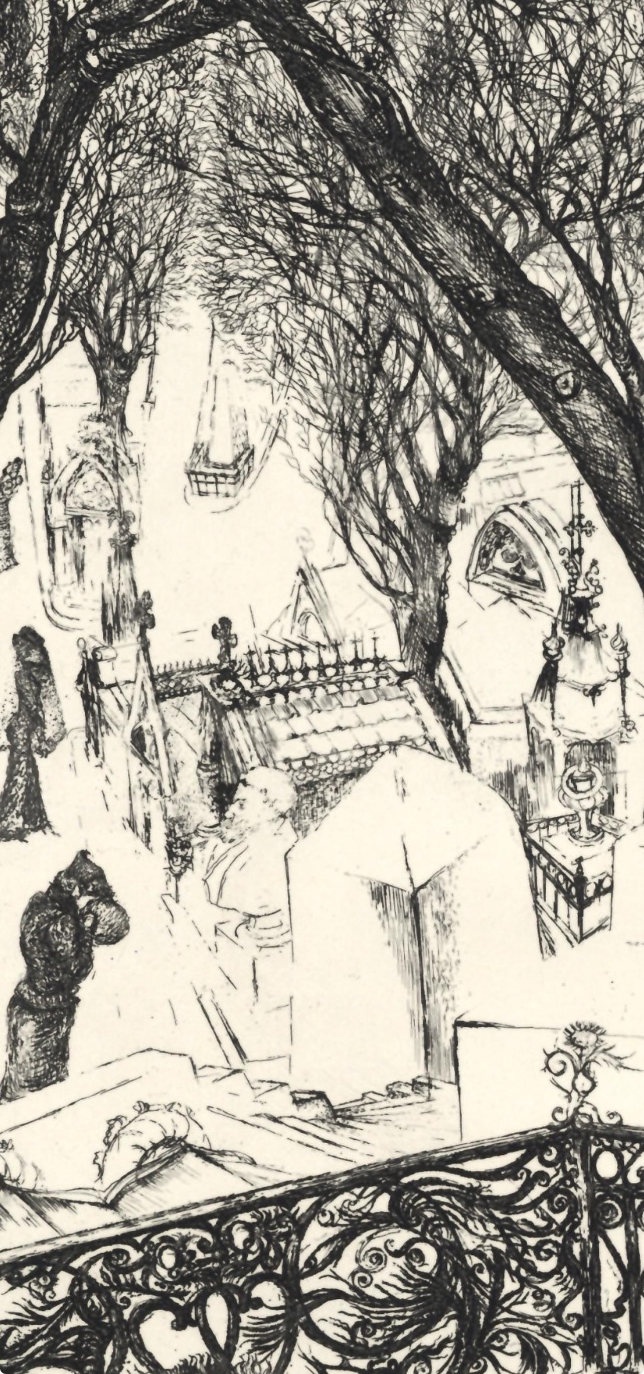 Édouard Goerg, Le Cimetière du Père, A La gloire à Paris, Limited Edition Etching