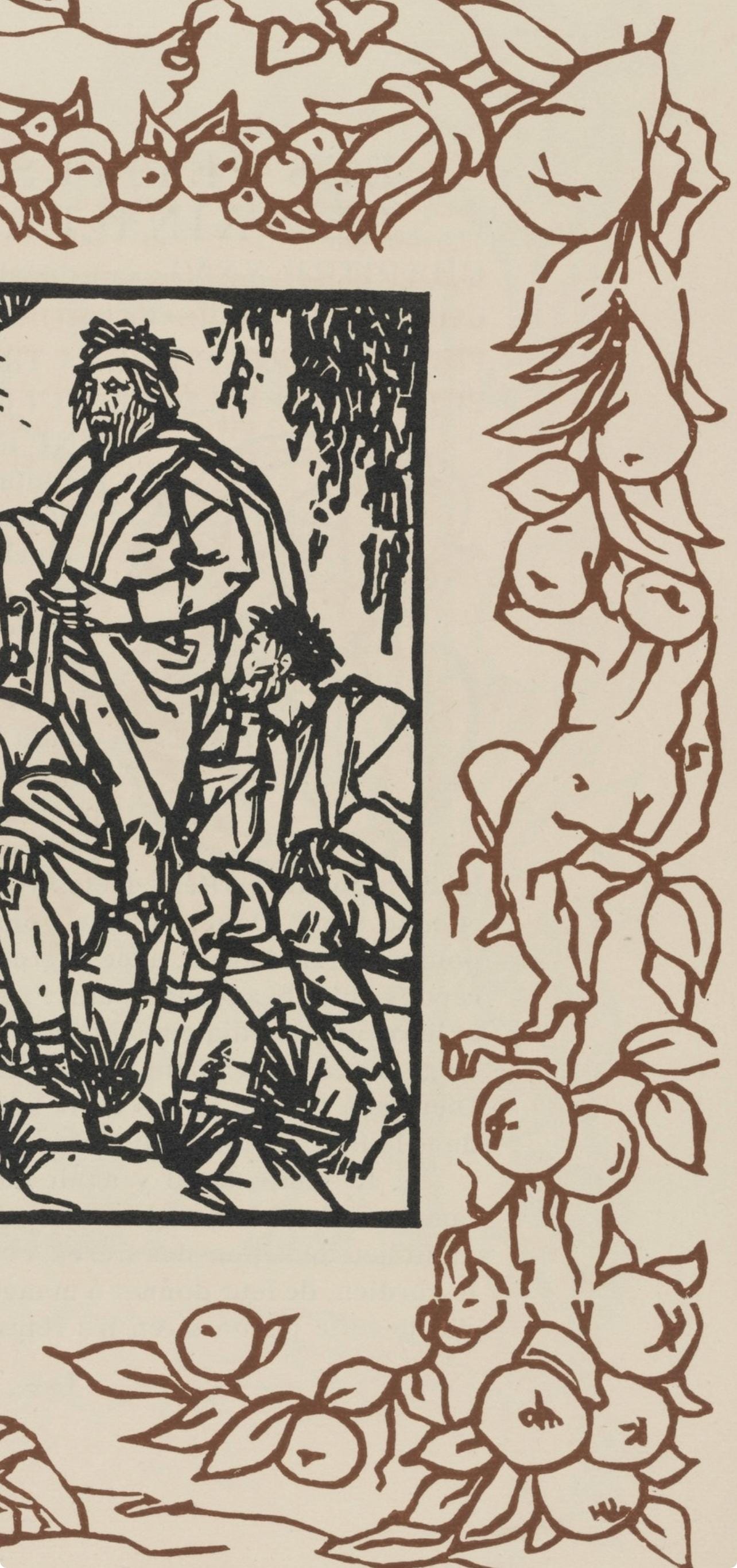 Émile Bernard, Composition (Morane, No. 100), Les Petites Fleurs de St. Françoise, Limited Edition Woodcut