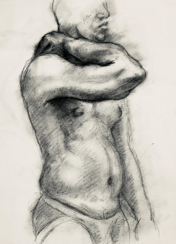 Ian Hornak, Renaissance Male Nude Figure Study, 1963, Original Drawing