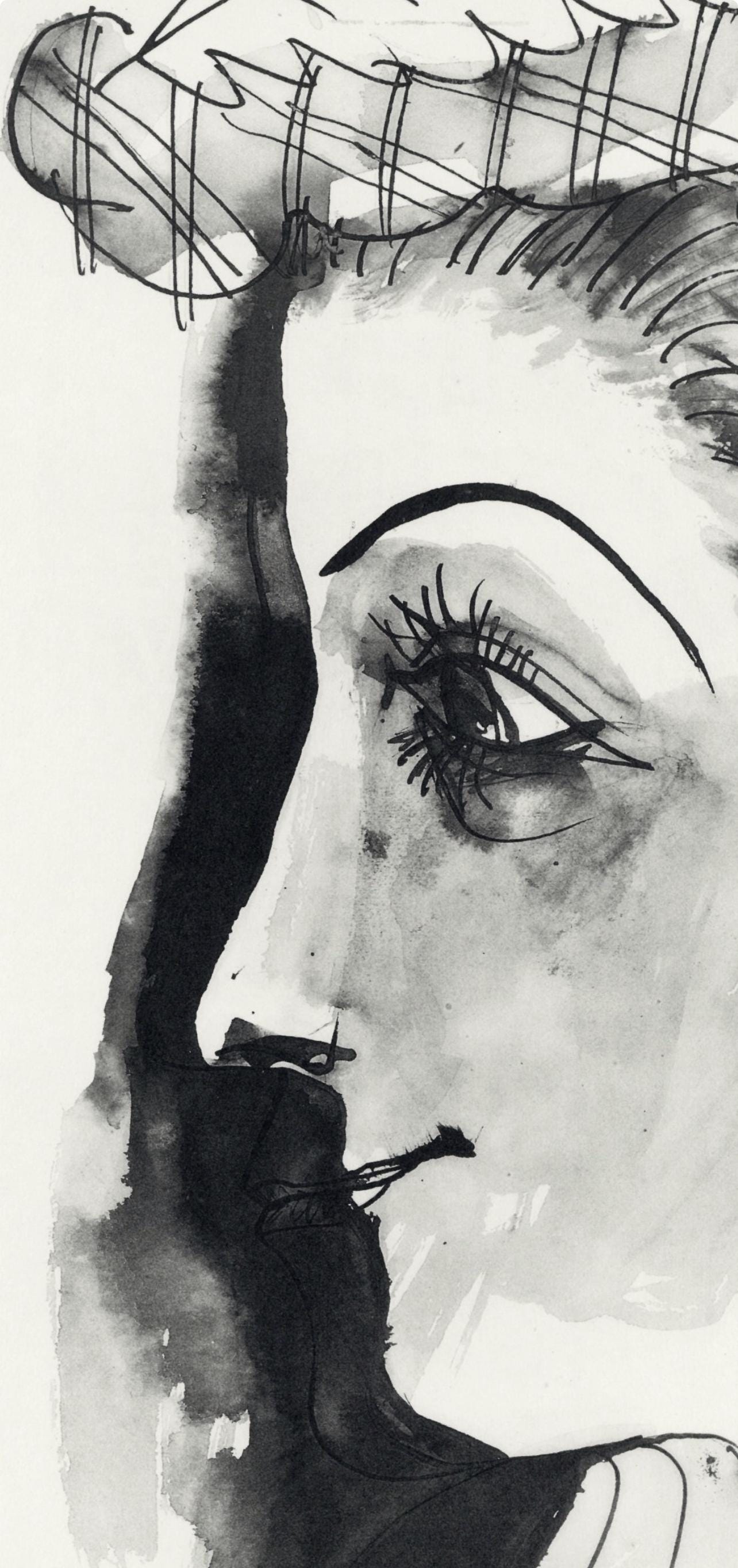 Pablo Picasso, Profil de vieille femme, trait et lavis (Cramer No. 84), 40 dessins de Picasso en marge du Buffon, Limited Edition Lithograph