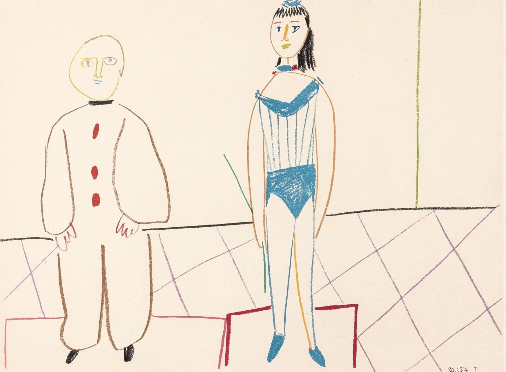 Pablo Picasso, Composition, Picasso and the Human Comedy, Verve: Revue Artistique et Littéraire, Limited Edition Lithograph