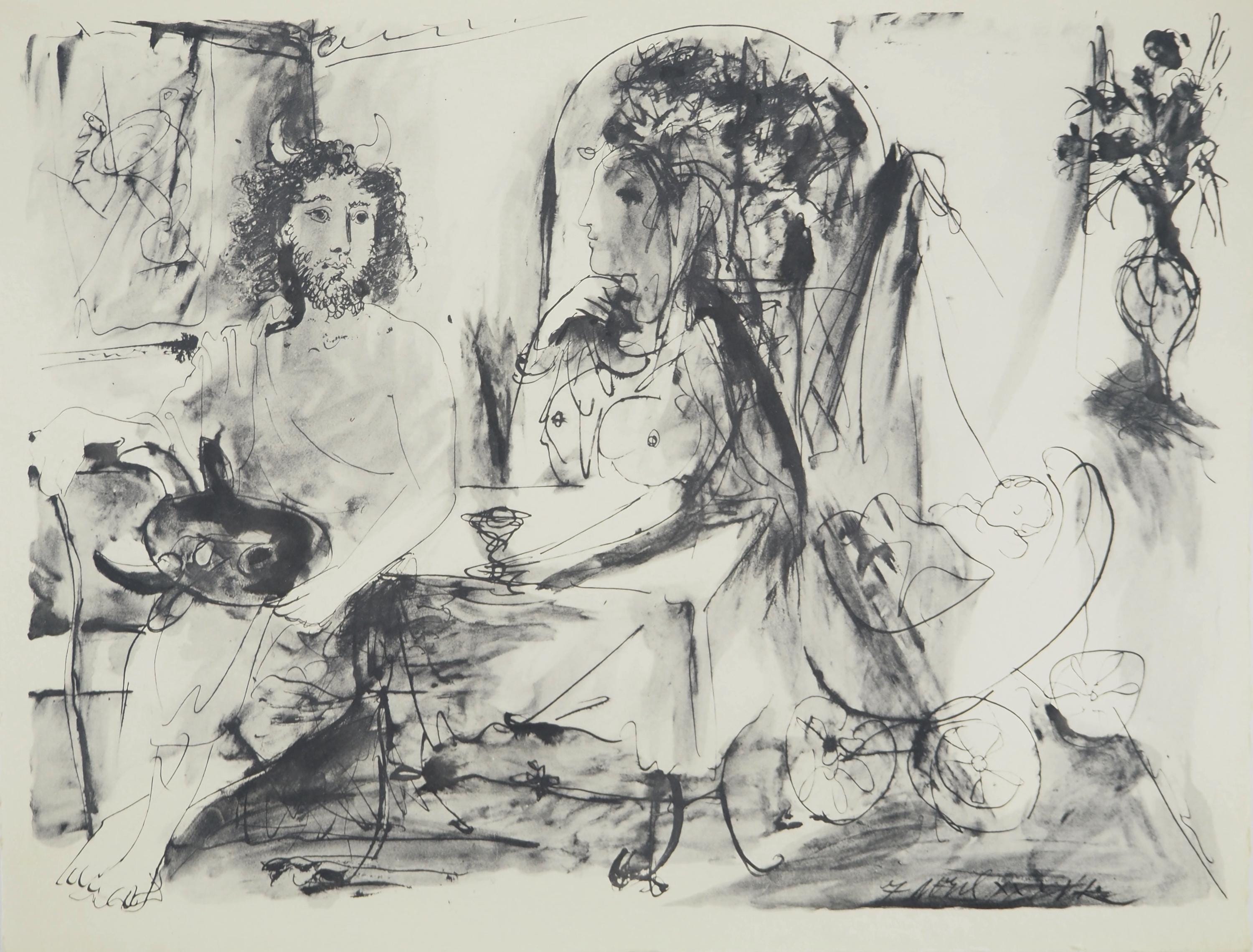 Pablo Picasso, Composition (Orozco 238), Picasso, La flûte double, Limited Edition Lithograph