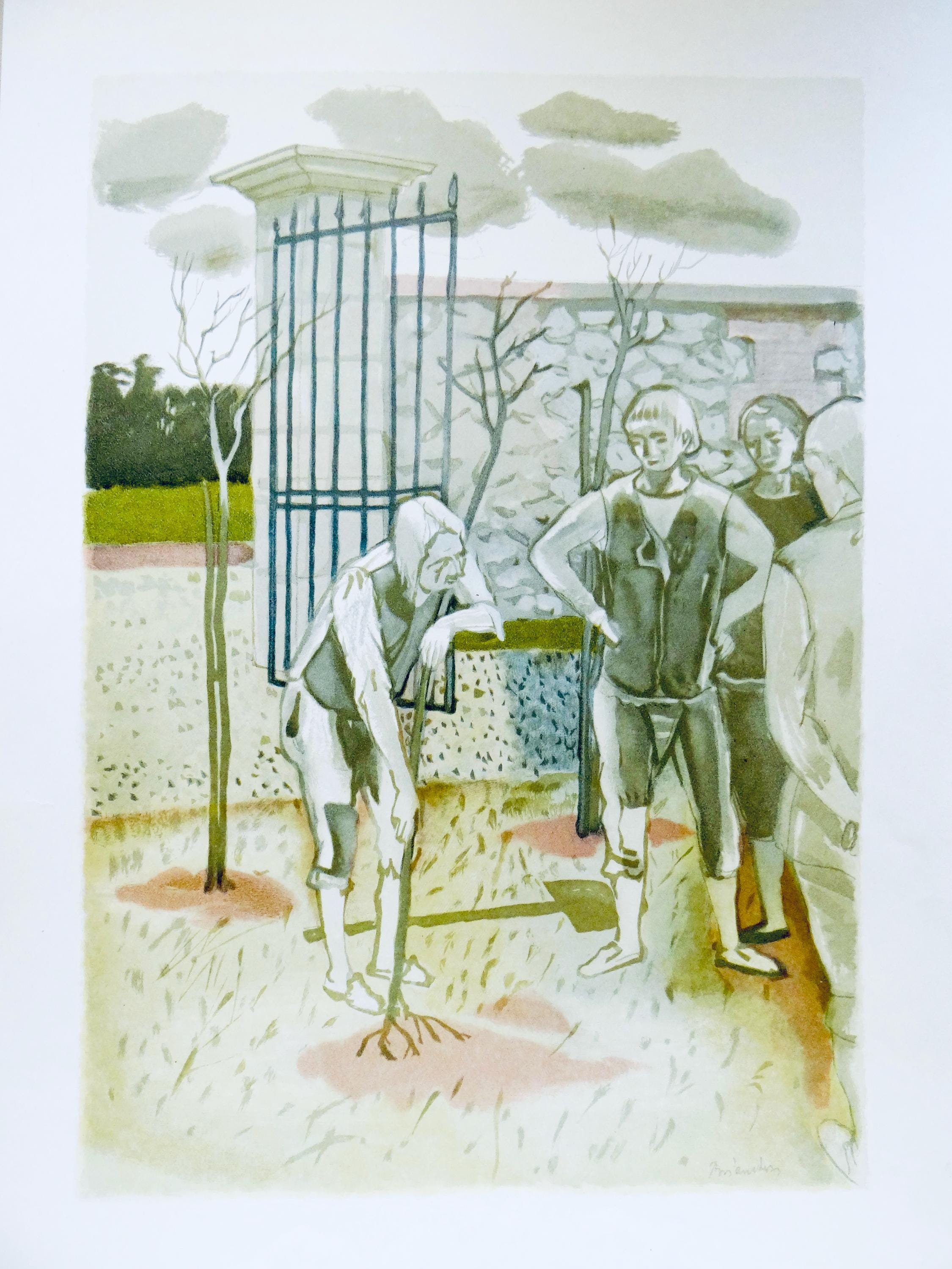 Maurice Brianchon, Le vieillard et les trois jeunes, Vingt fables de La fontaine, Limited Edition Woodcut