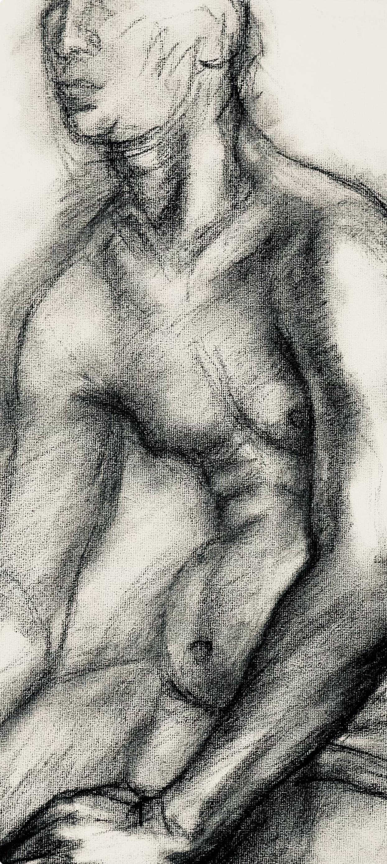 Ian Hornak, Renaissance Male Nude Figure Study, 1963, Original Drawing