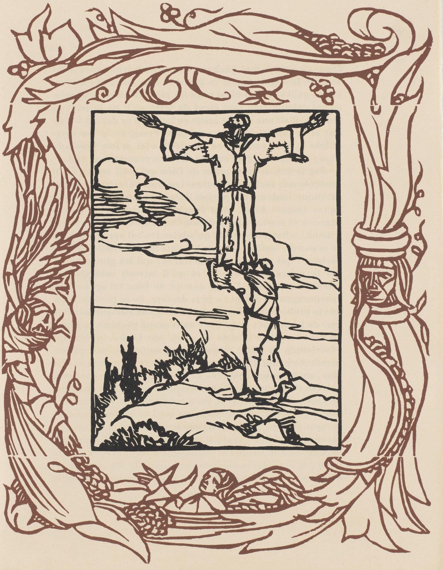 Émile Bernard, Composition (Morane, No. 100), Les Petites Fleurs de St. Françoise, Limited Edition Woodcut
