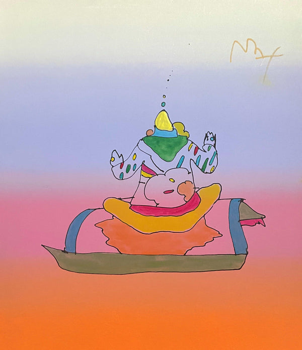 Peter Max, Magic Carpet Ride, Hand Signed, Mixed Media Watercolor and Silkscreen Painting