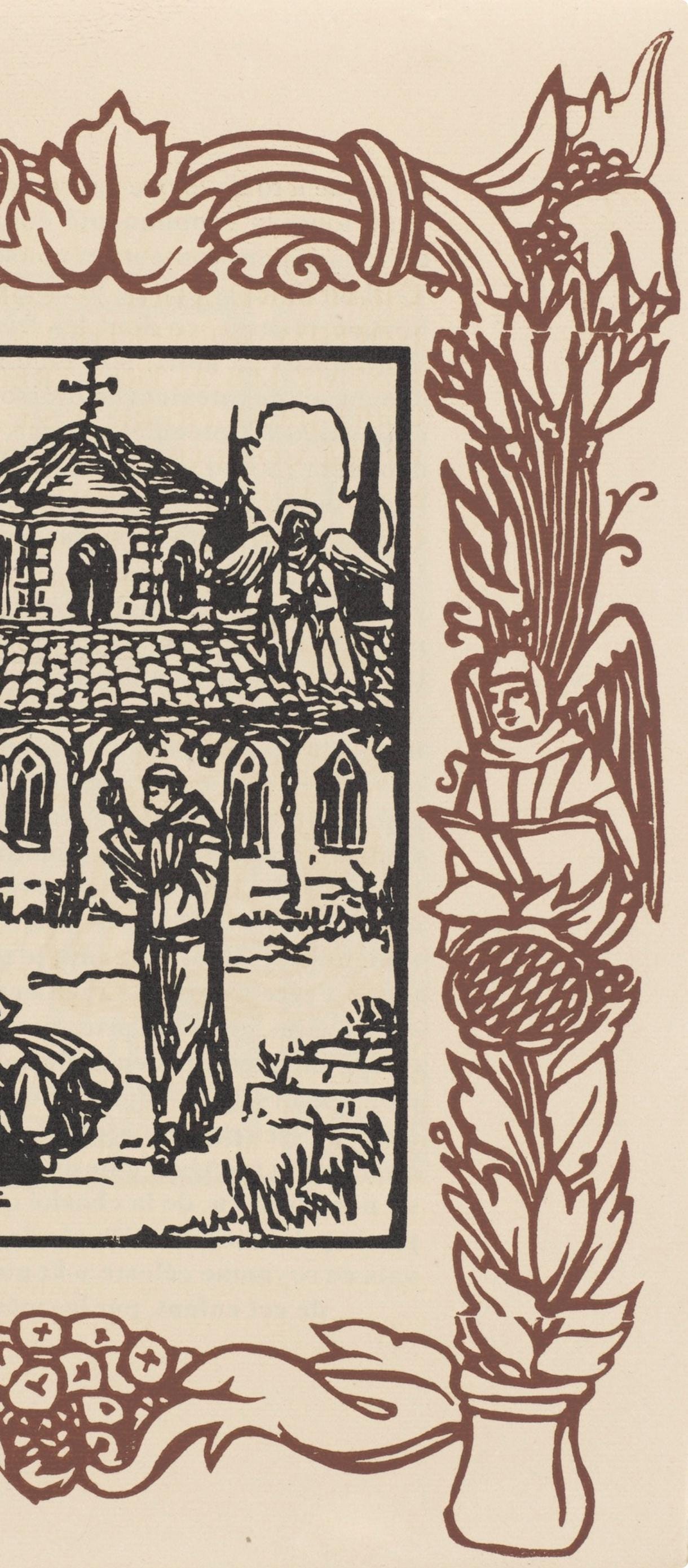 Émile Bernard, Composition (Morane, No. 100), Les Petites Fleurs de St. Françoise, Limited Edition Woodcut
