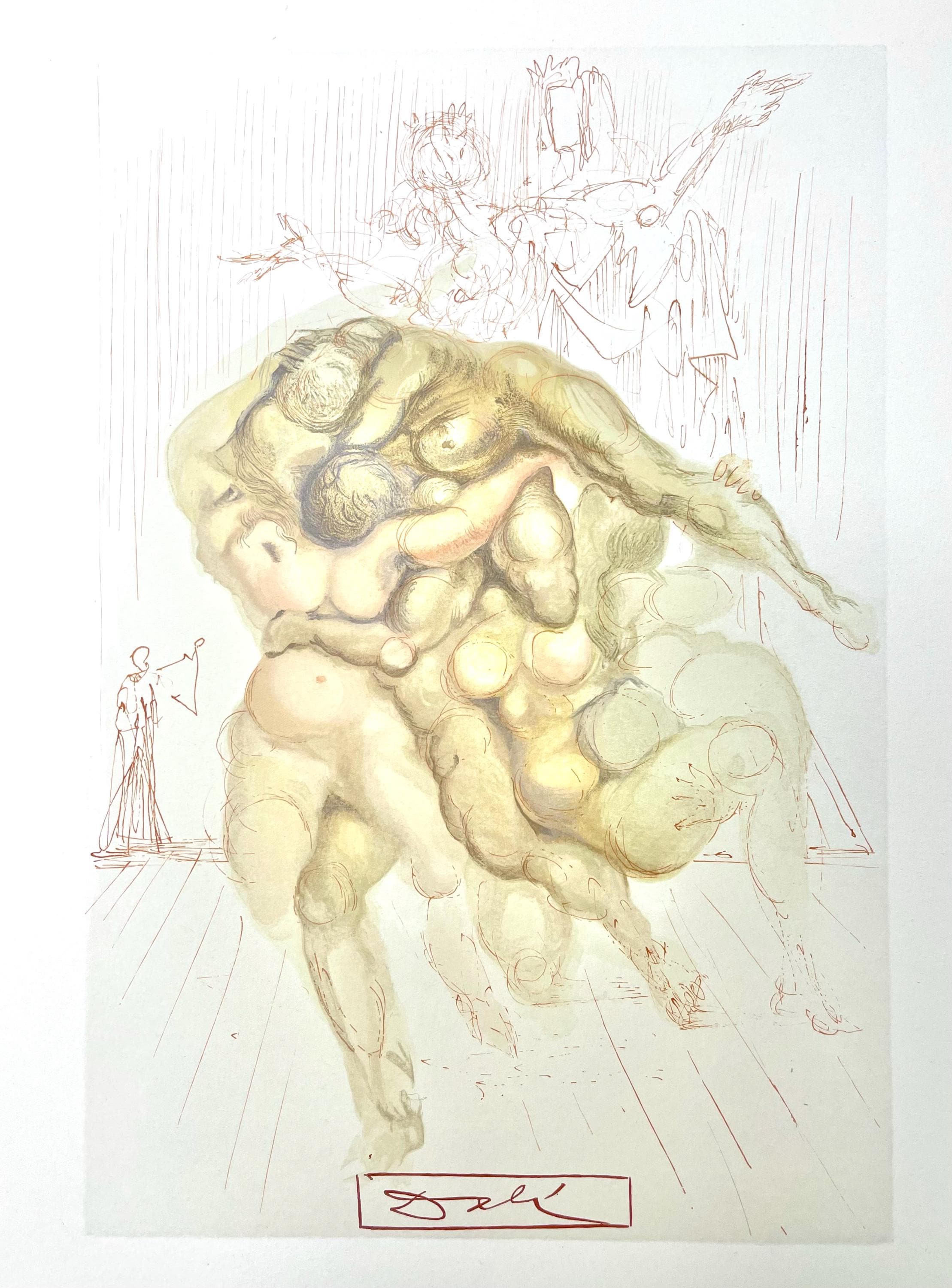 Salvador Dali, Hölle VIII (Field 189-200; Michler/Löpsinger 1039-1138), Die Göttliche Komödie, Signed, Limited Edition Woodcut