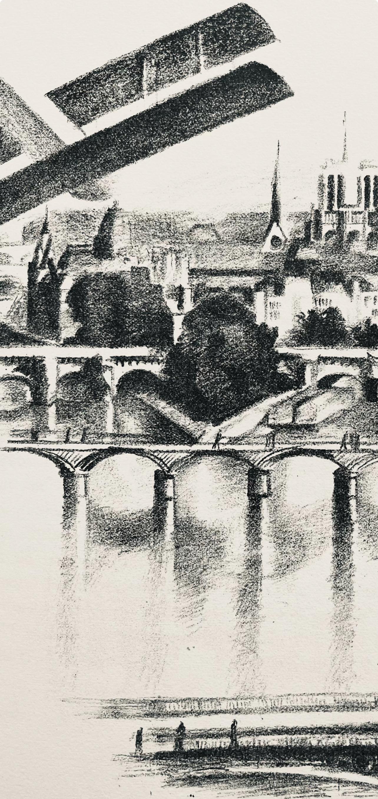 Robert Delaunay, Les ponts de Paris et Notre-Dame (Habasque 720-728), Allo! Paris!, Limited Edition Lithograph