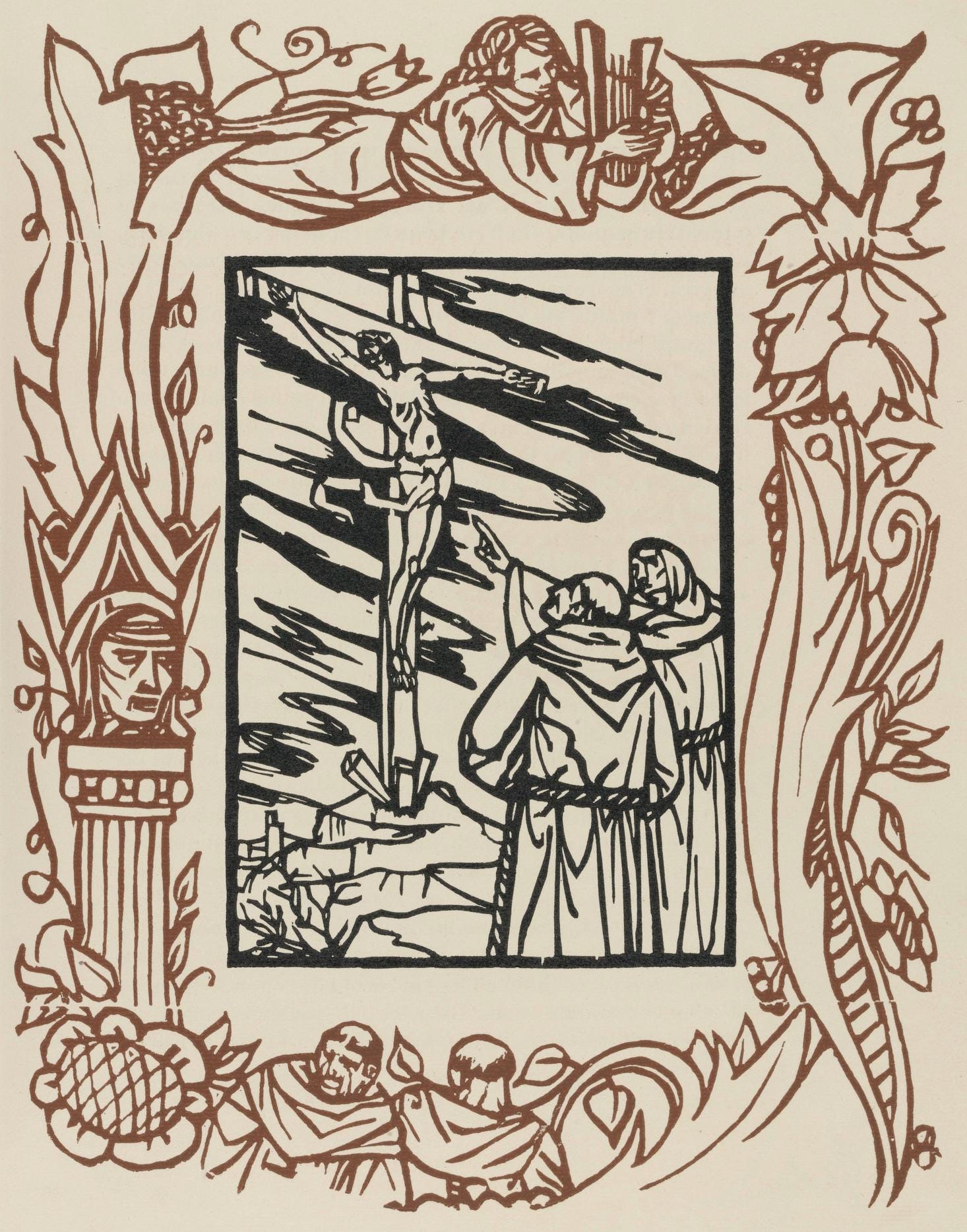 Émile Bernard, Composition (Morane, No. 100), Les Petites Fleurs de St. Françoise, Limited Edition Woodcut