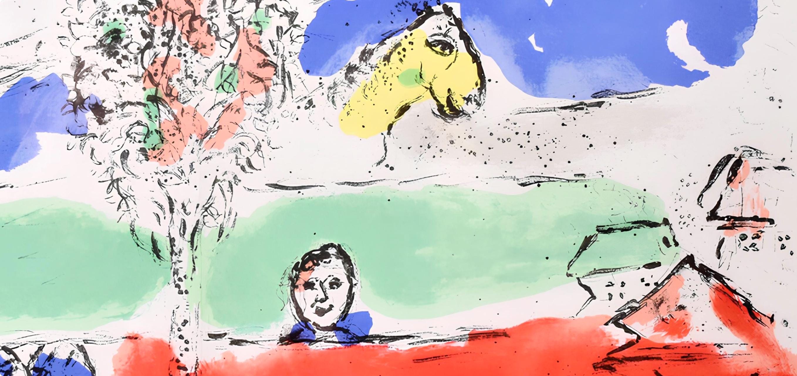 Marc Chagall, Le Fleuve vert (Mourlot 728), Chagall, Limited Edition Lithograph