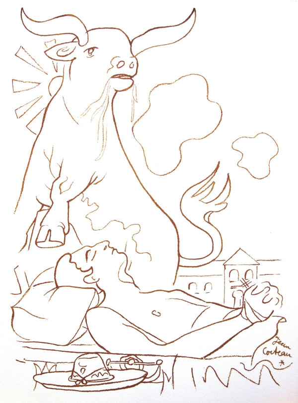 Jean Cocteau, Composition, Taureaux, Limited Edition Lithograph