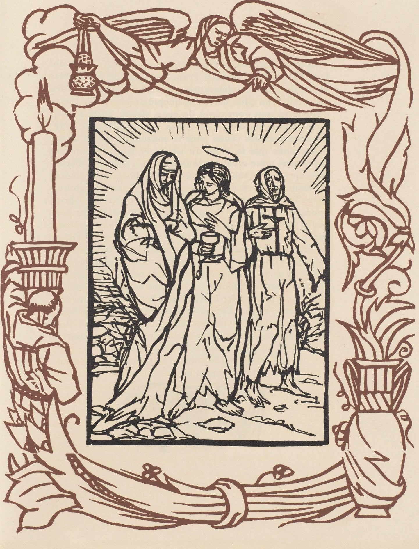 Émile Bernard, Composition (Morane, No. 100), Les Petites Fleurs de St. Françoise, Limited Edition Woodcut