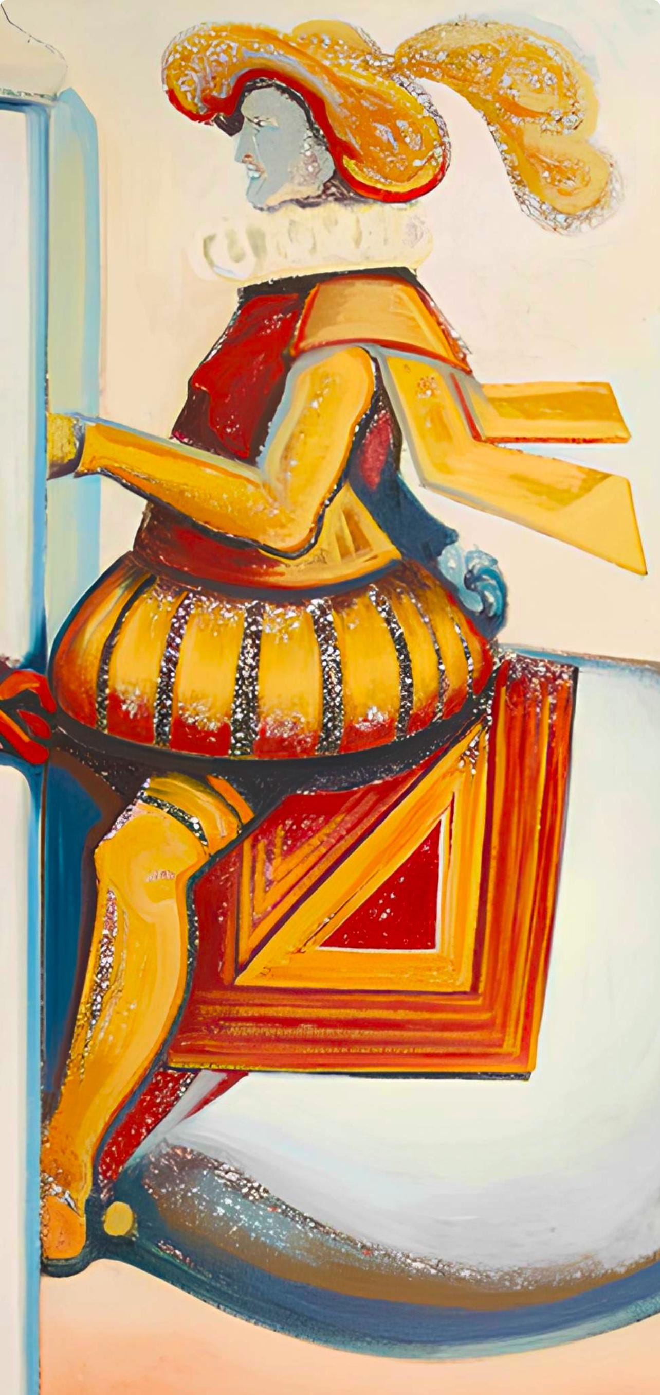 Lowell Nesbitt, Impossible Series (Horse with Knight), Original Painting (69 x 99 inches)