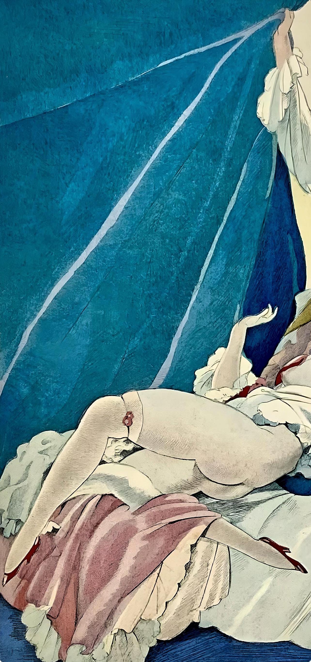 Umberto Brunelleschi, Composition, La Leçon d'amour dans un parc, Limited Edition Lithograph