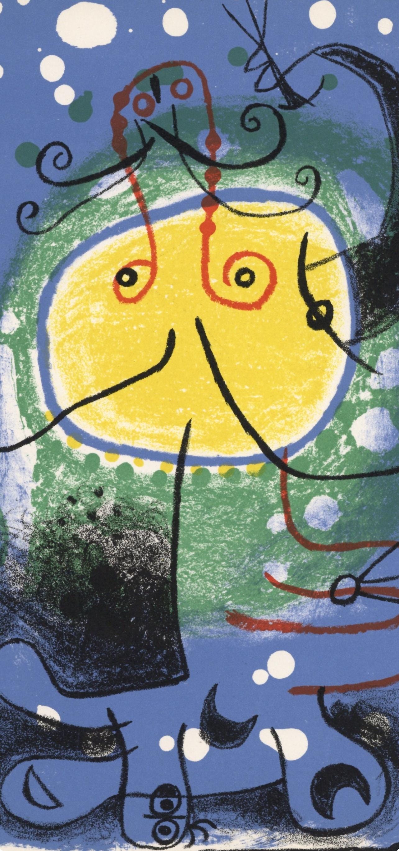 Joan Miró, Personnage sur fond bleu, XXe siècle, Limited Edition Lithograph