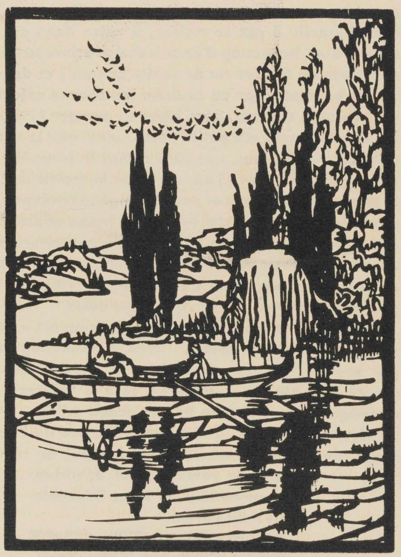 Émile Bernard, Composition (Morane, No. 100), Les Petites Fleurs de St. Françoise, Limited Edition Woodcut
