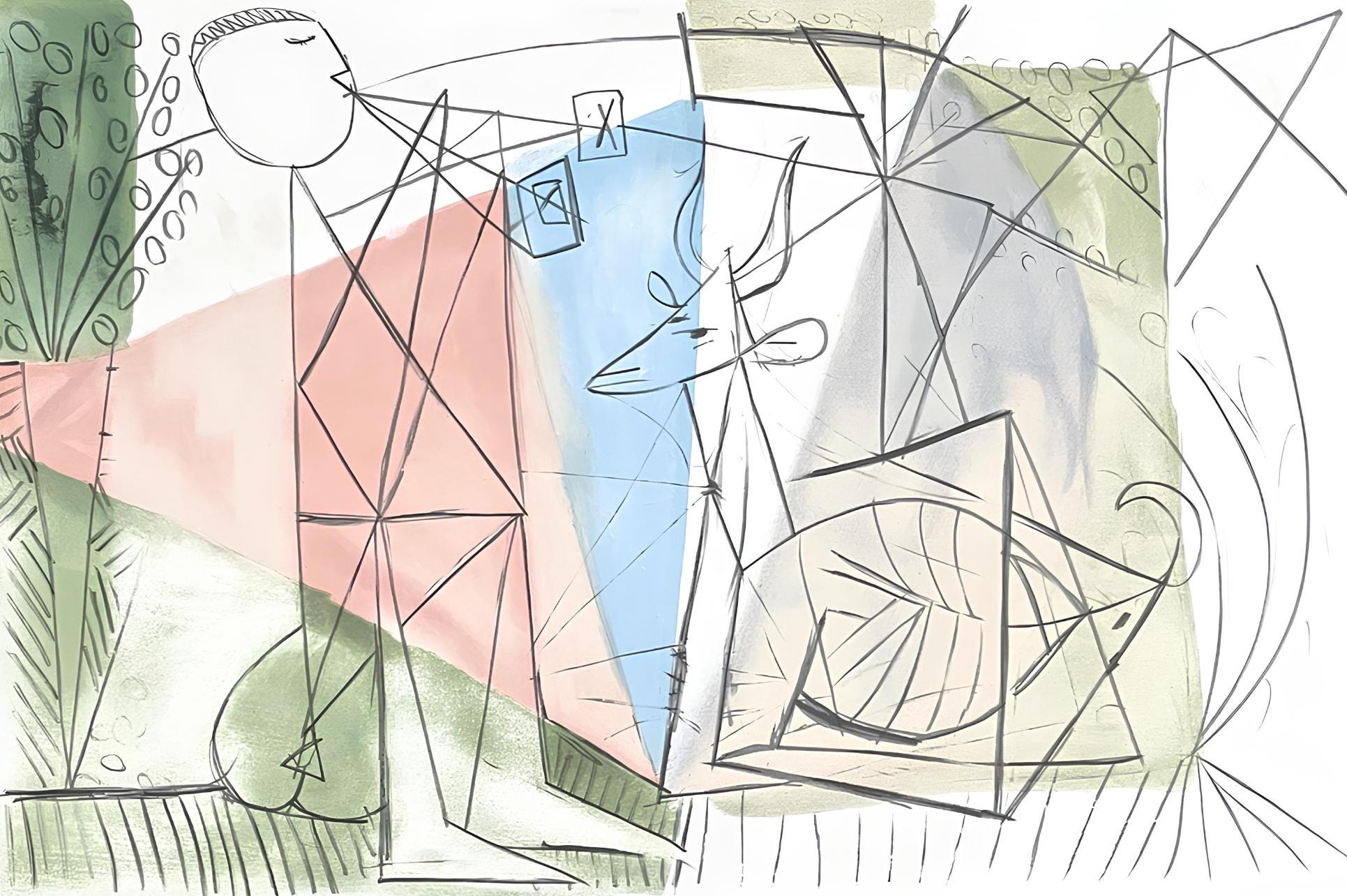 Pablo Picasso, Le Joueur de flûte et Gazelle, Marina Picasso Collection, Official Limited Edition Lithograph