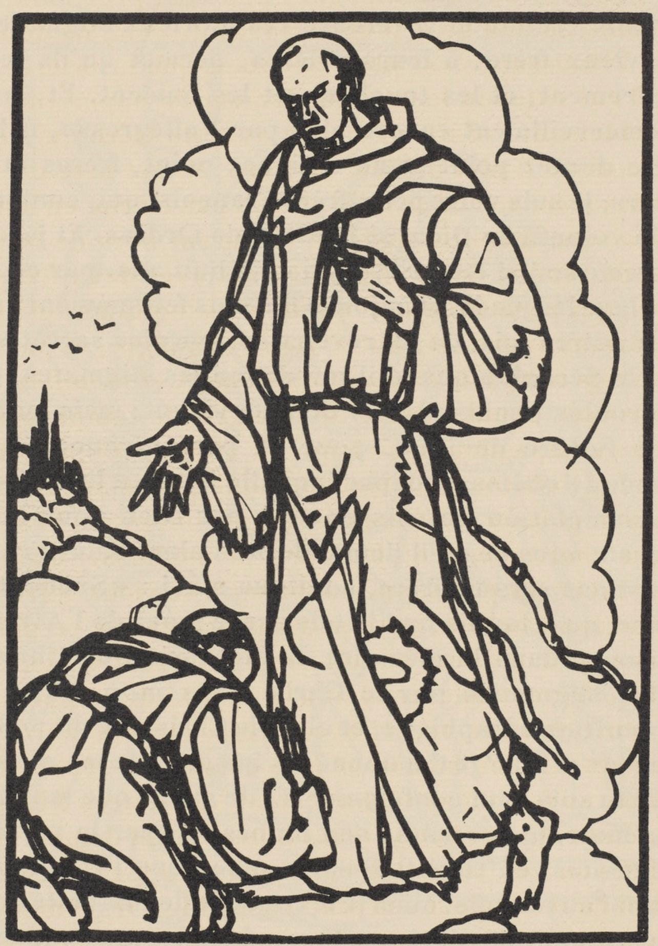 Émile Bernard, Composition (Morane, No. 100), Les Petites Fleurs de St. Françoise, Limited Edition Woodcut